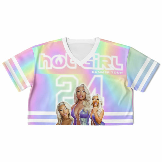 Hot Girl Summer Tour Cropped Football Jersey - AOP