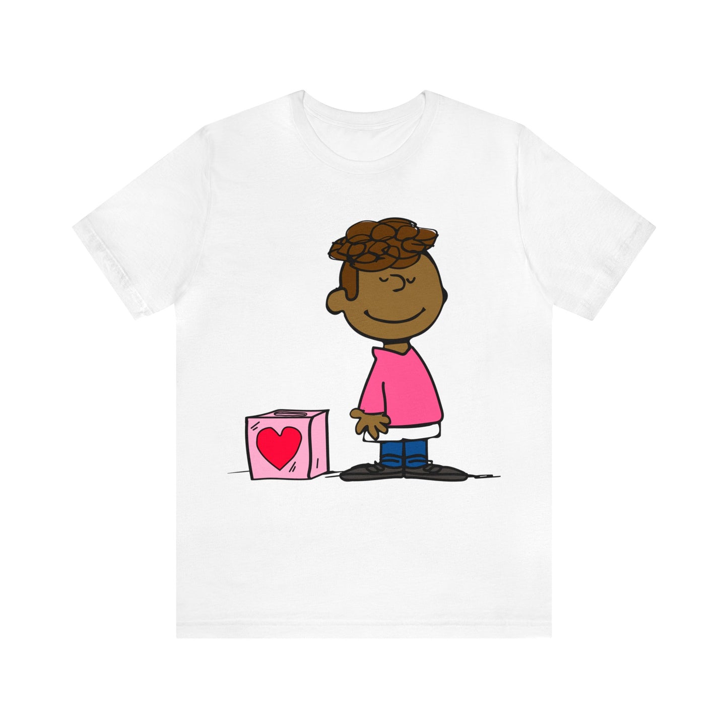 Black Charlie Brown Characters Valentine's Day Tee Shirt