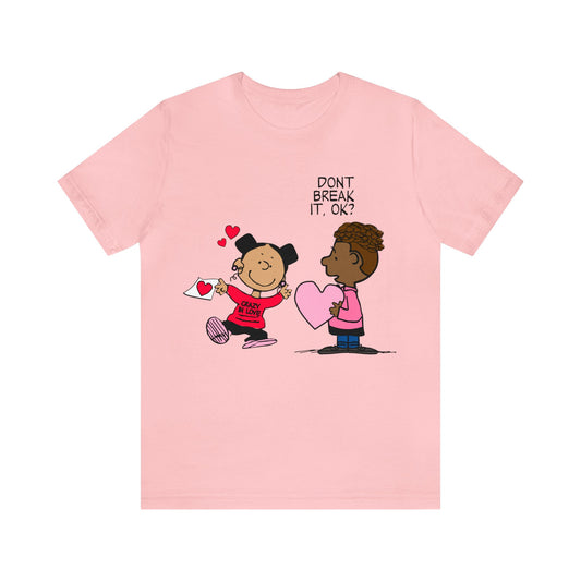 Black Charlie Brown Characters Valentine's Day Tee Shirt