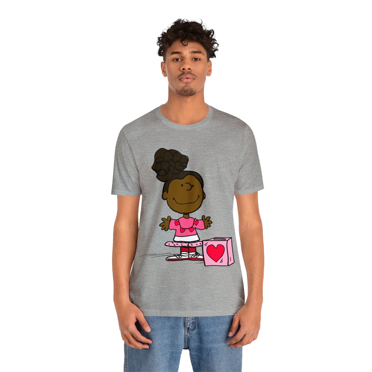 Black Charlie Brown Characters Valentine's Day Tee Shirt