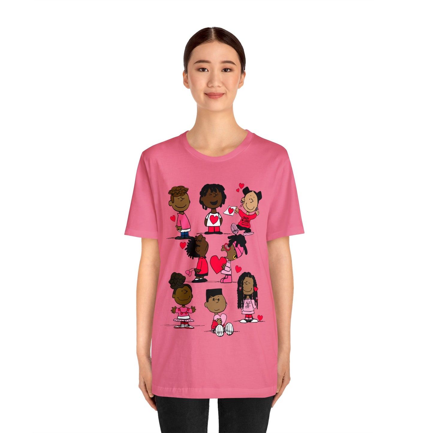 Black Charlie Brown Characters Valentine's Day Tee Shirt