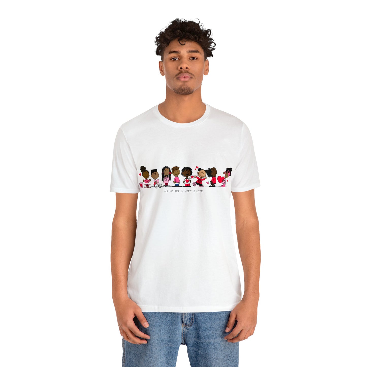 Black Charlie Brown Characters Valentine's Day Tee Shirt