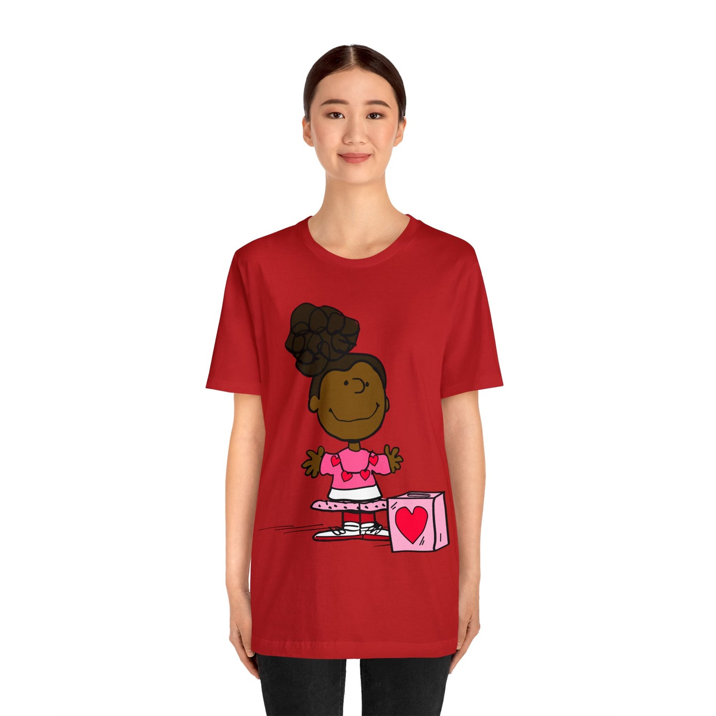 Black Charlie Brown Characters Valentine's Day Tee Shirt