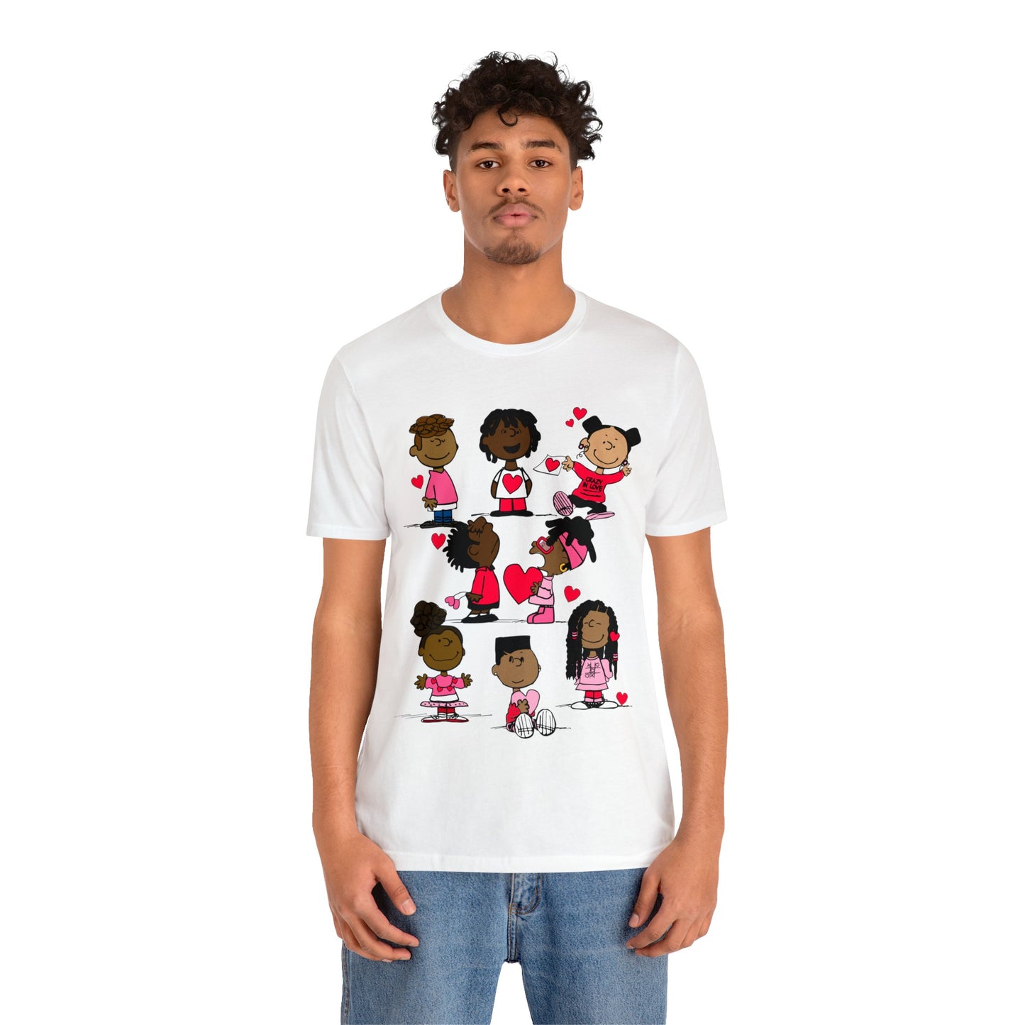 Black Charlie Brown Characters Valentine's Day Tee Shirt