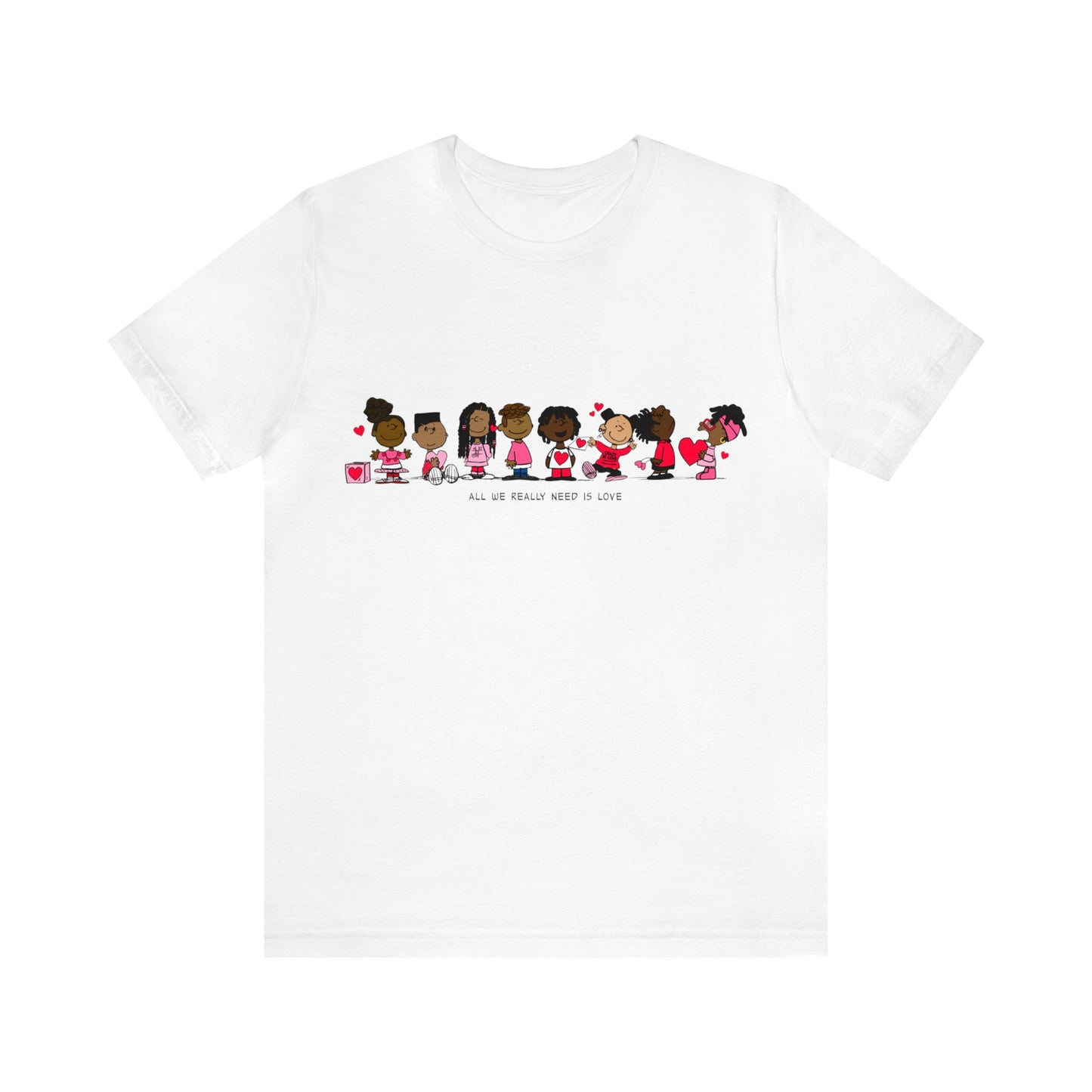 Black Charlie Brown Characters Valentine's Day Tee Shirt