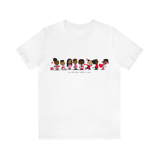 Black Charlie Brown Characters Valentine's Day Tee Shirt