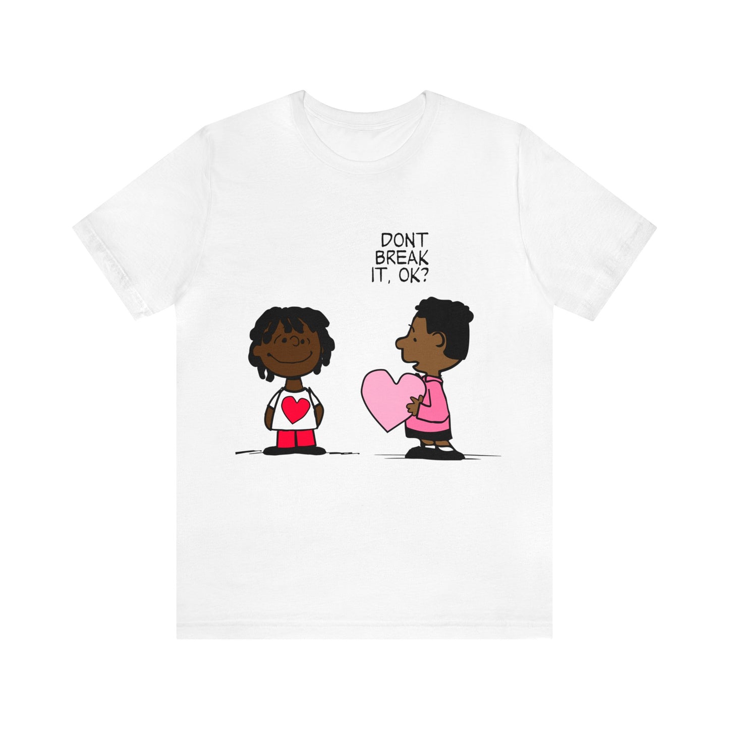 Black Charlie Brown Characters Valentine's Day Tee Shirt