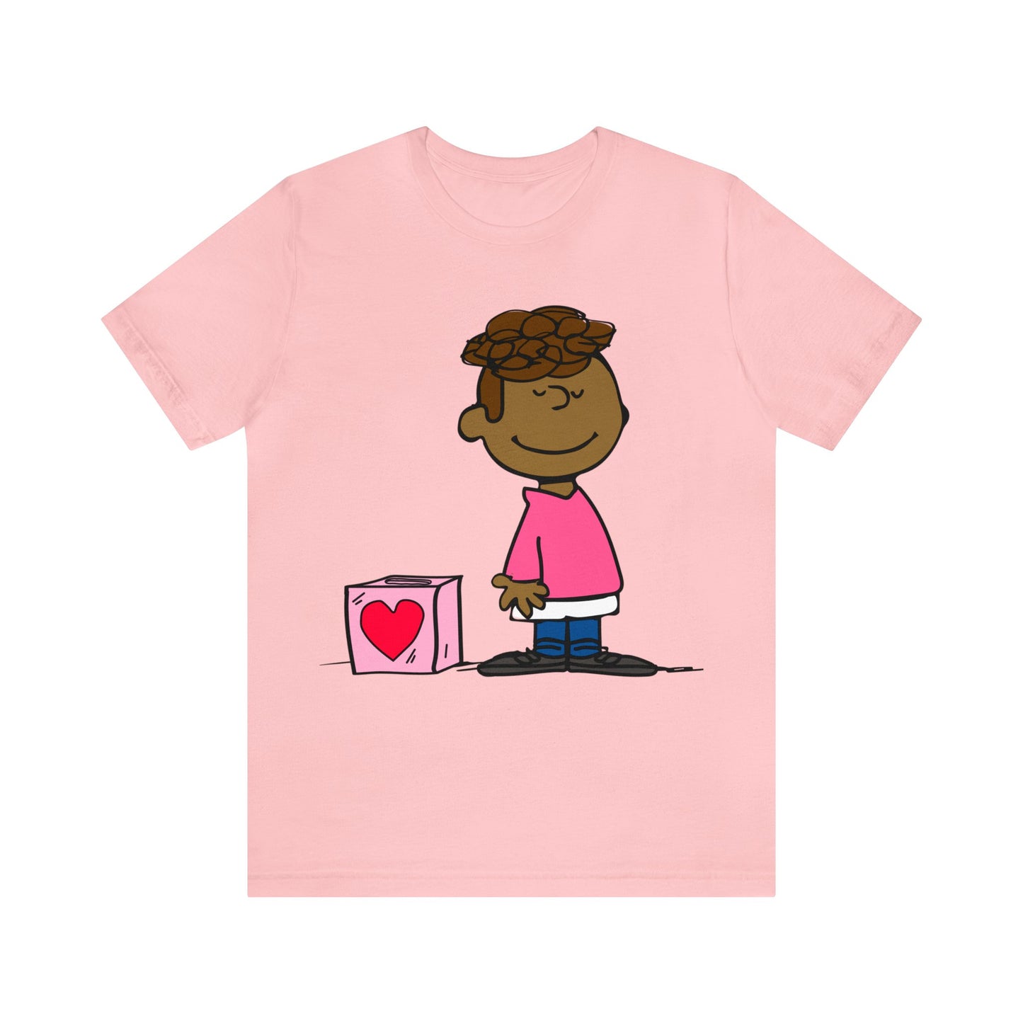 Black Charlie Brown Characters Valentine's Day Tee Shirt