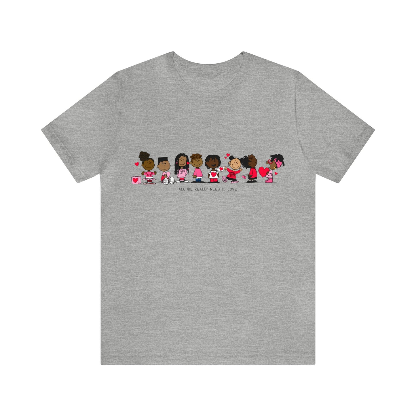 Black Charlie Brown Characters Valentine's Day Tee Shirt