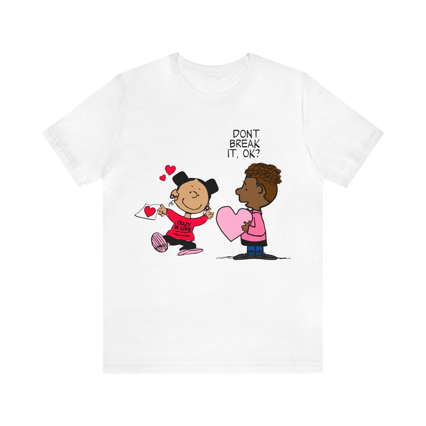 Black Charlie Brown Characters Valentine's Day Tee Shirt