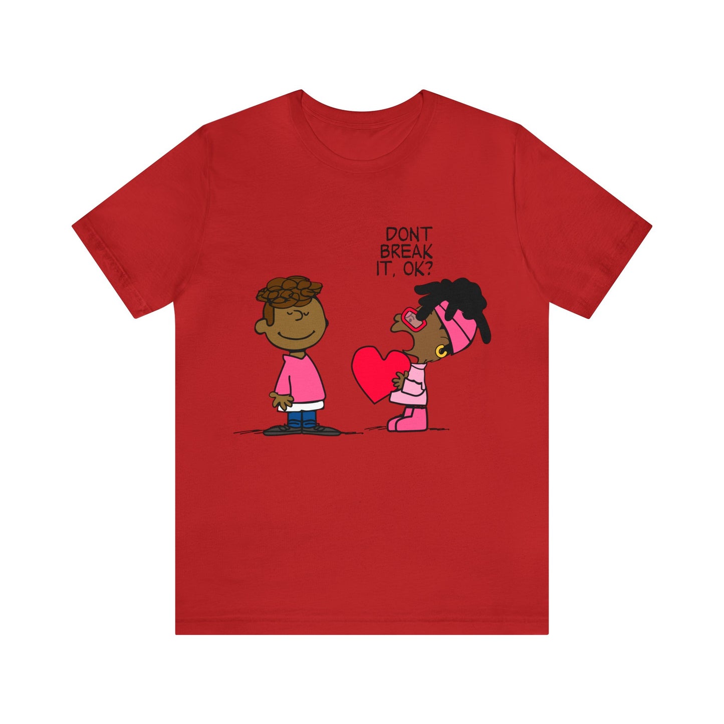 Black Charlie Brown Characters Valentine's Day Tee Shirt