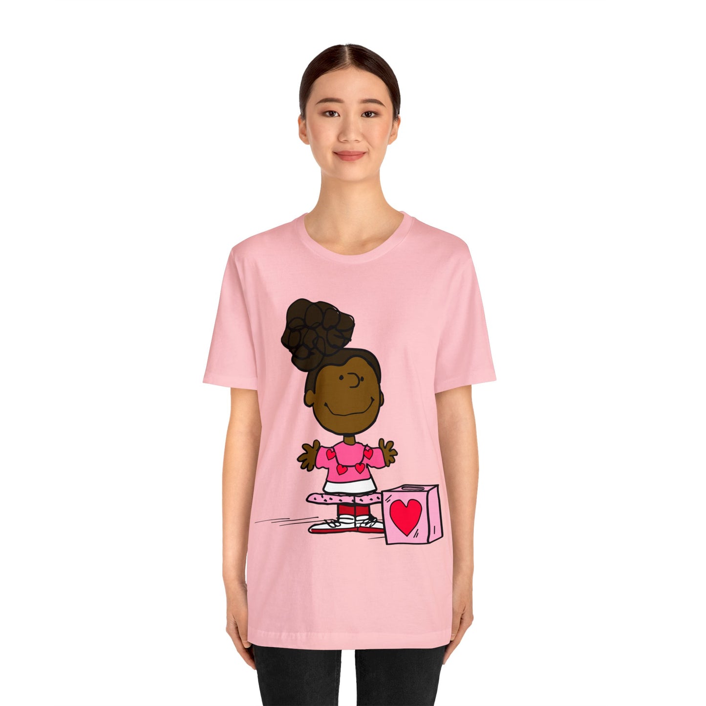 Black Charlie Brown Characters Valentine's Day Tee Shirt