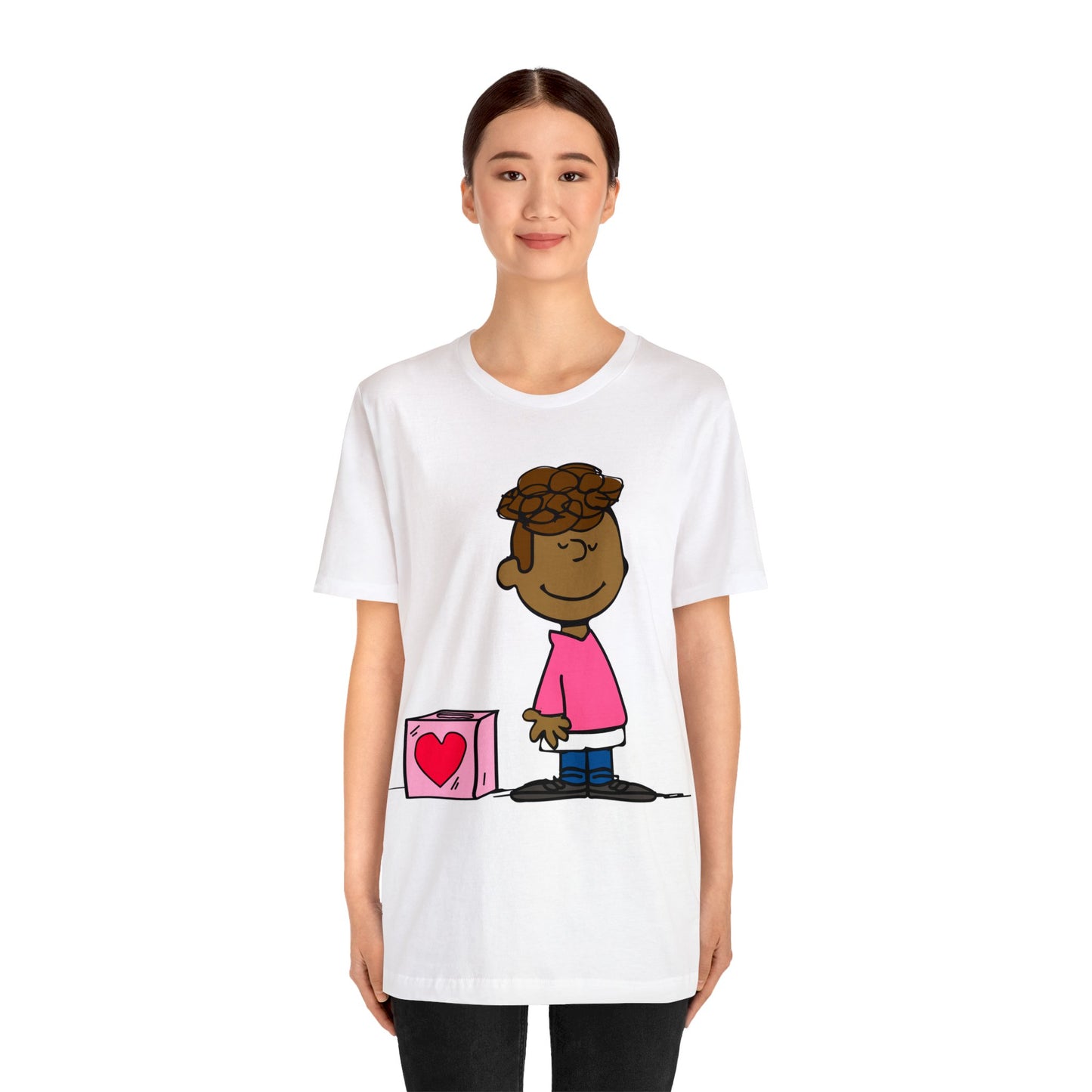 Black Charlie Brown Characters Valentine's Day Tee Shirt