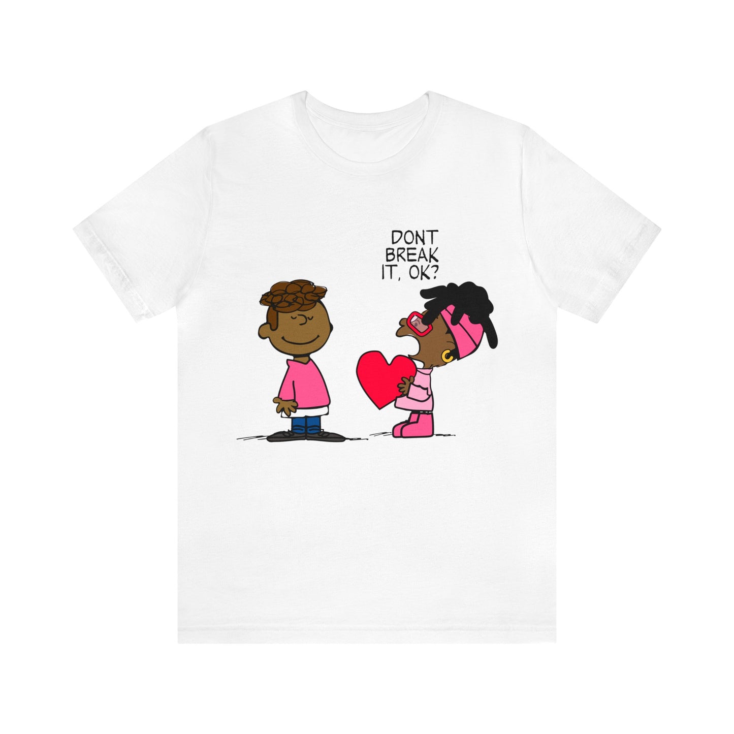 Black Charlie Brown Characters Valentine's Day Tee Shirt