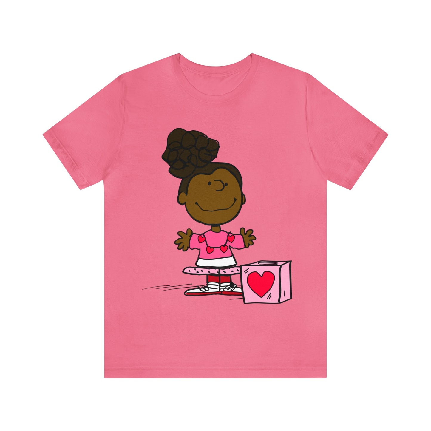 Black Charlie Brown Characters Valentine's Day Tee Shirt