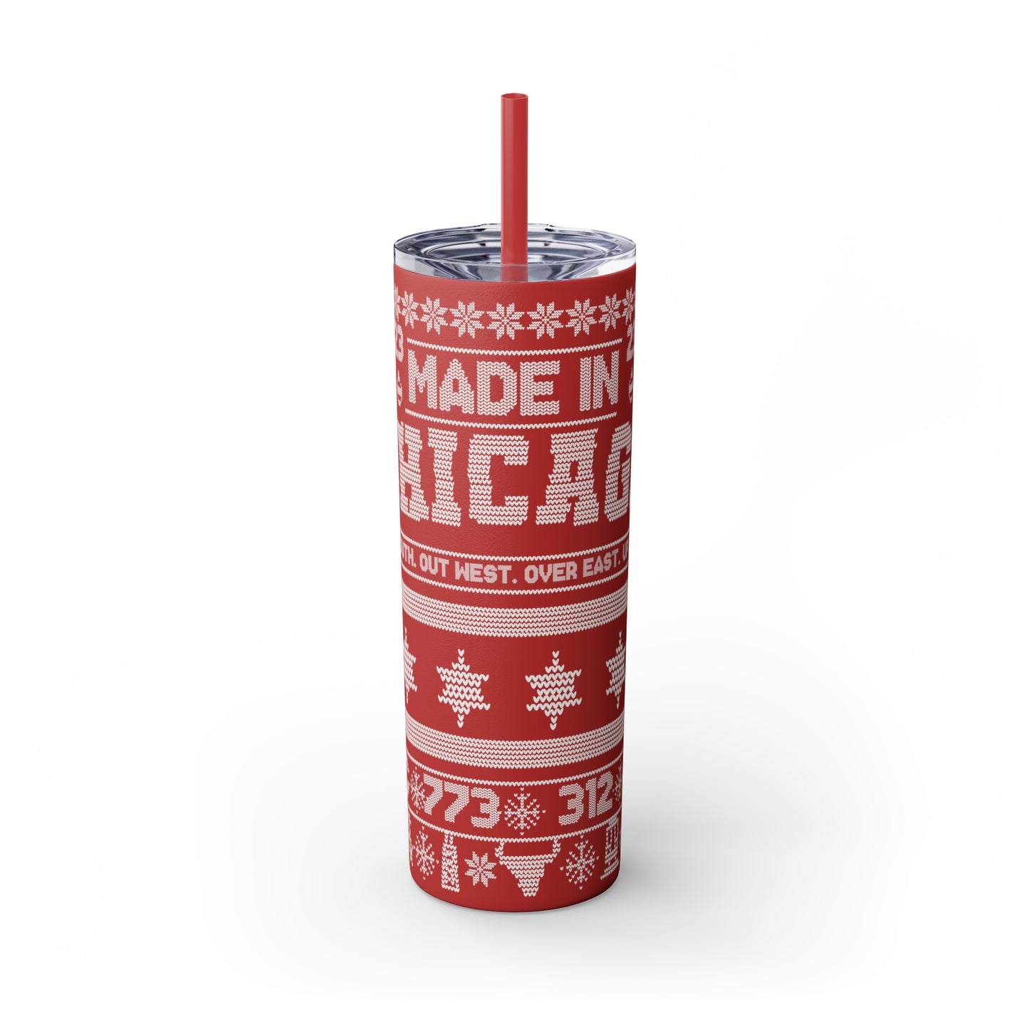 Chicago Christmas Sweater Tumbler, Chicago Tumbler, Chicago Flag Skinny Tumbler, Chicago Skyline, 20oz Skinny Tumbler, Chicago Gifts,