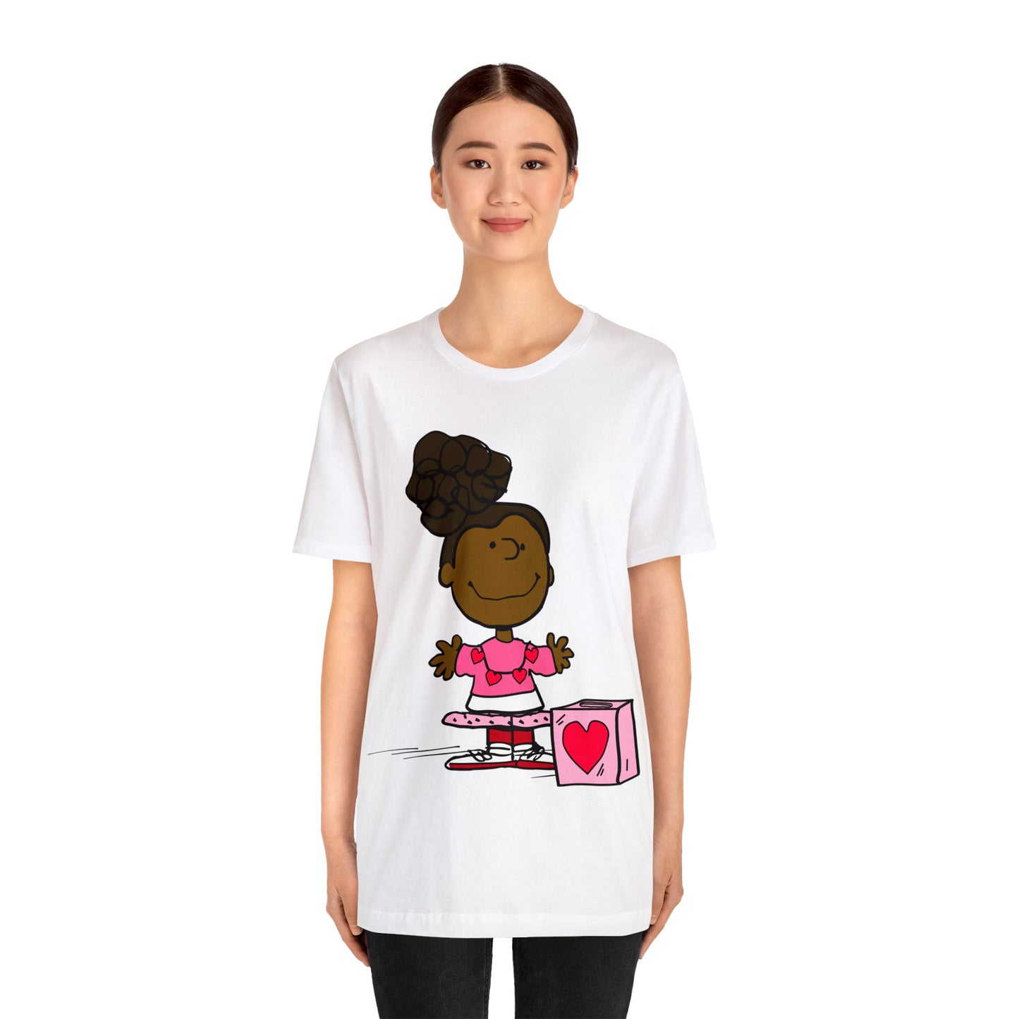 Black Charlie Brown Characters Valentine's Day Tee Shirt