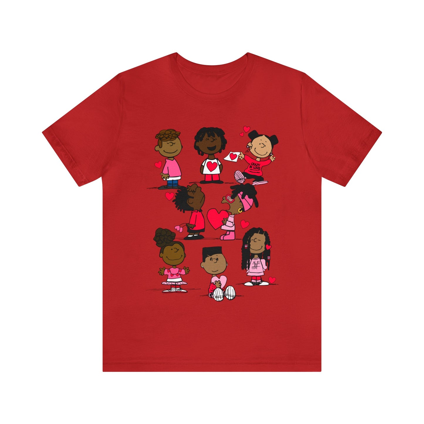 Black Charlie Brown Characters Valentine's Day Tee Shirt