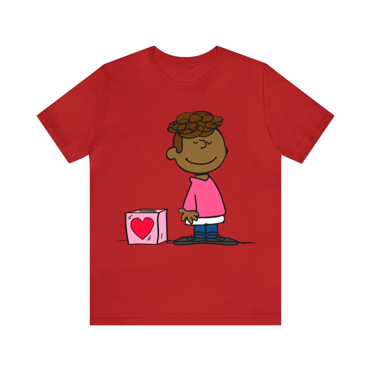 Black Charlie Brown Characters Valentine's Day Tee Shirt