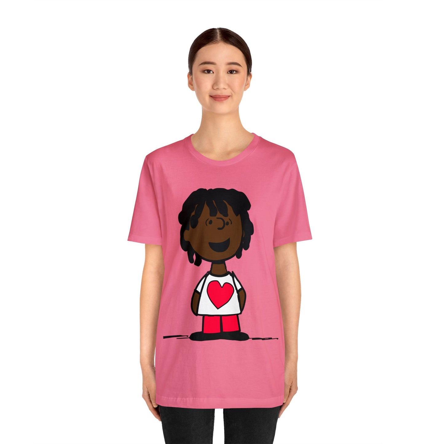 Black Charlie Brown Characters Valentine's Day Tee Shirt