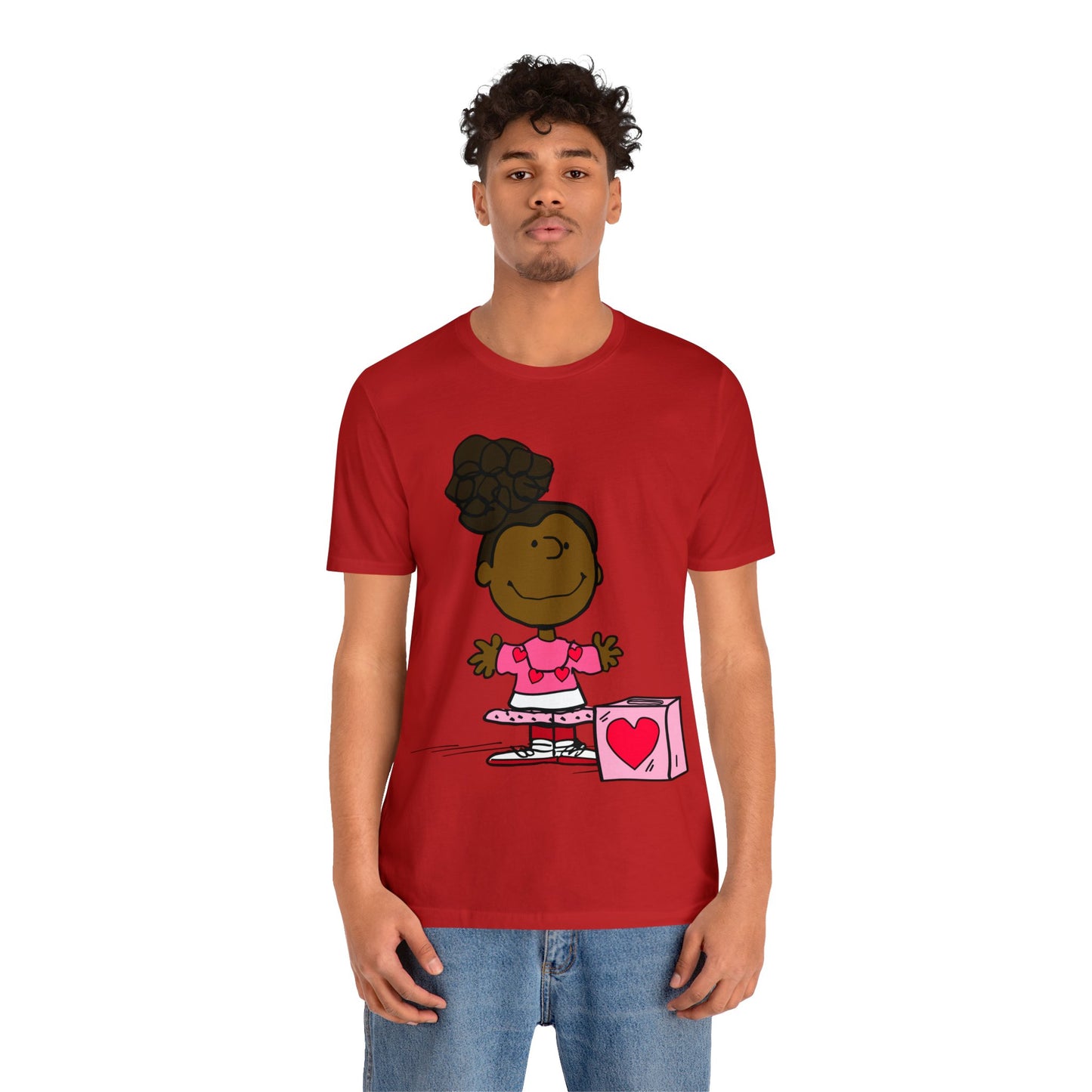 Black Charlie Brown Characters Valentine's Day Tee Shirt