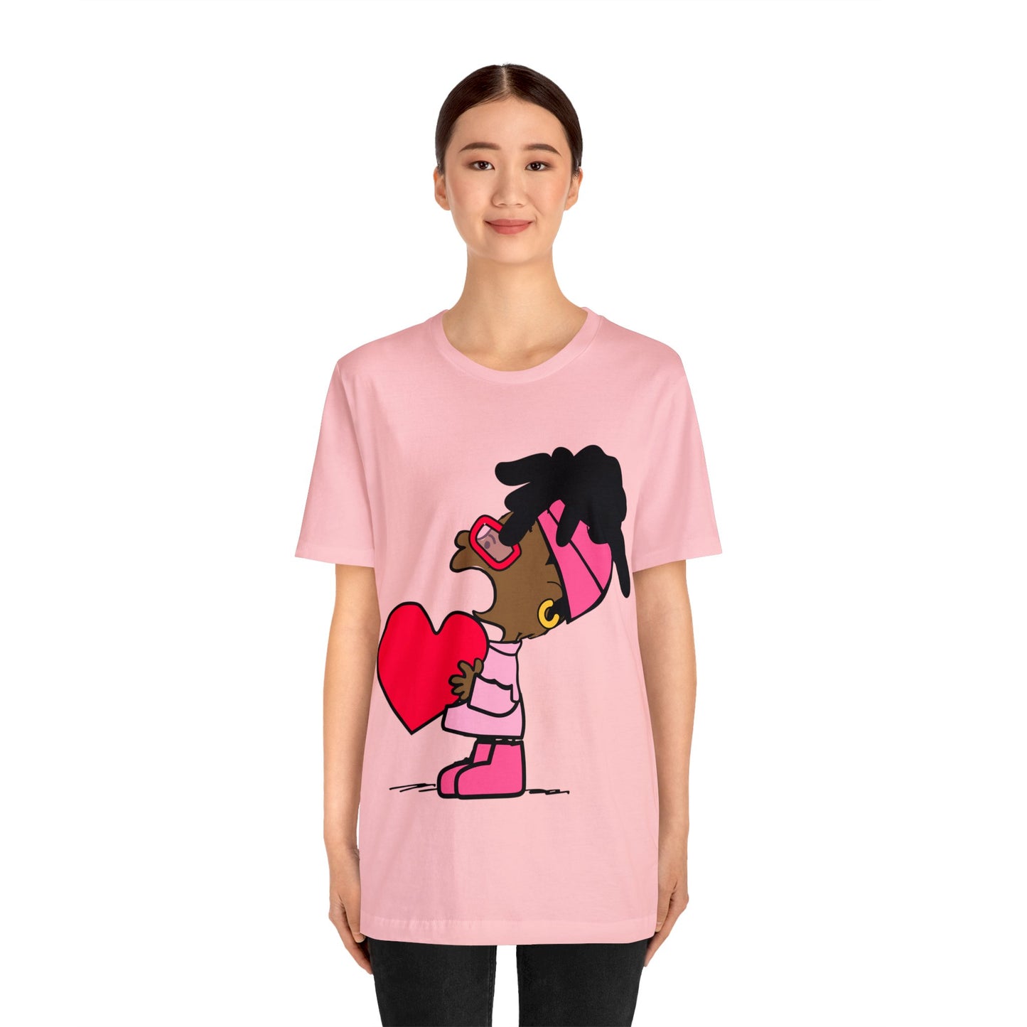 Black Charlie Brown Characters Valentine's Day Tee Shirt