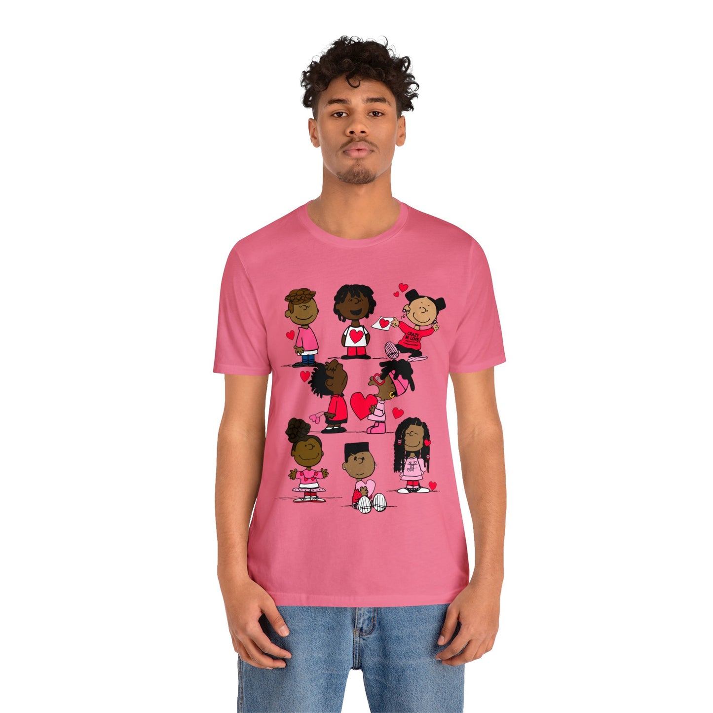 Black Charlie Brown Characters Valentine's Day Tee Shirt