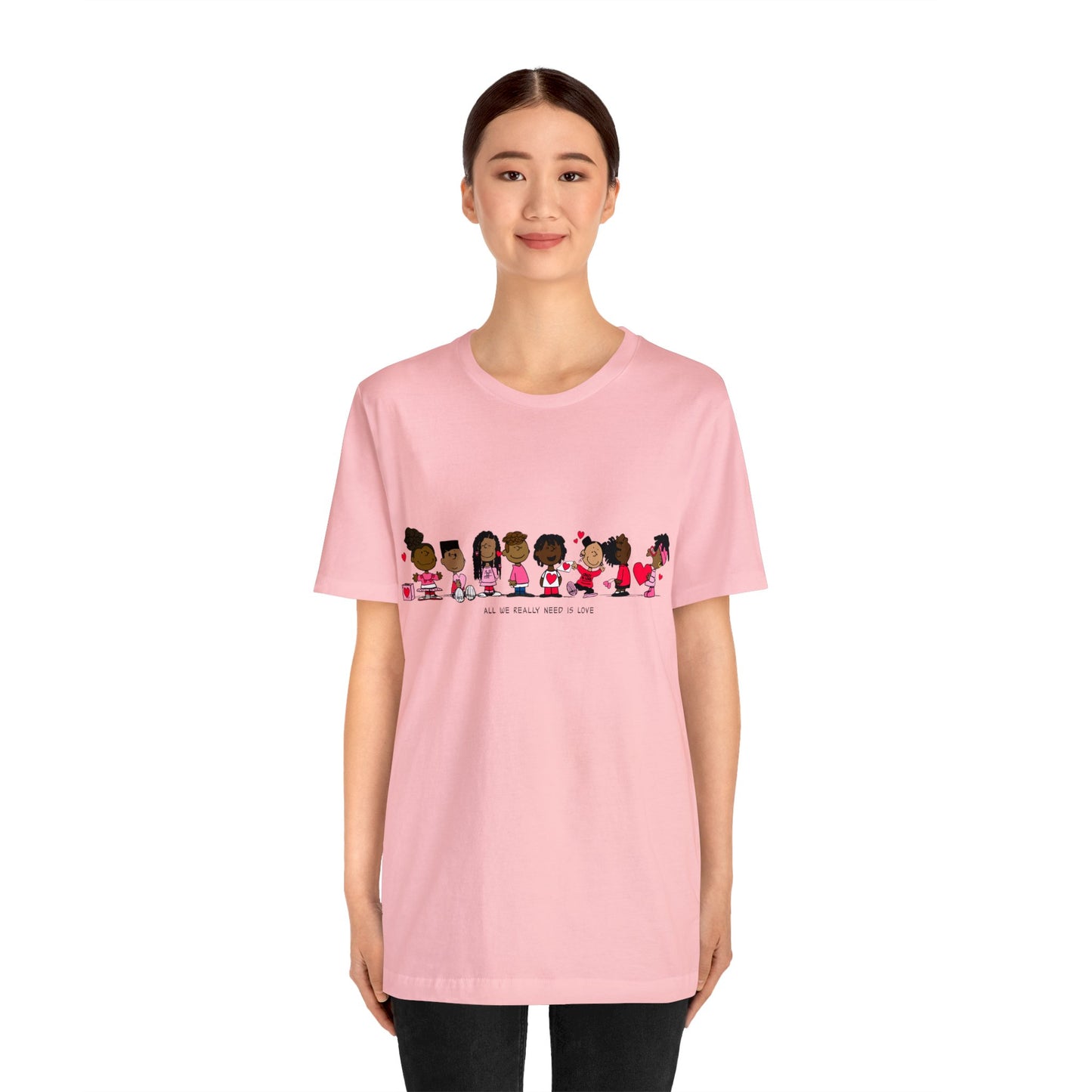 Black Charlie Brown Characters Valentine's Day Tee Shirt