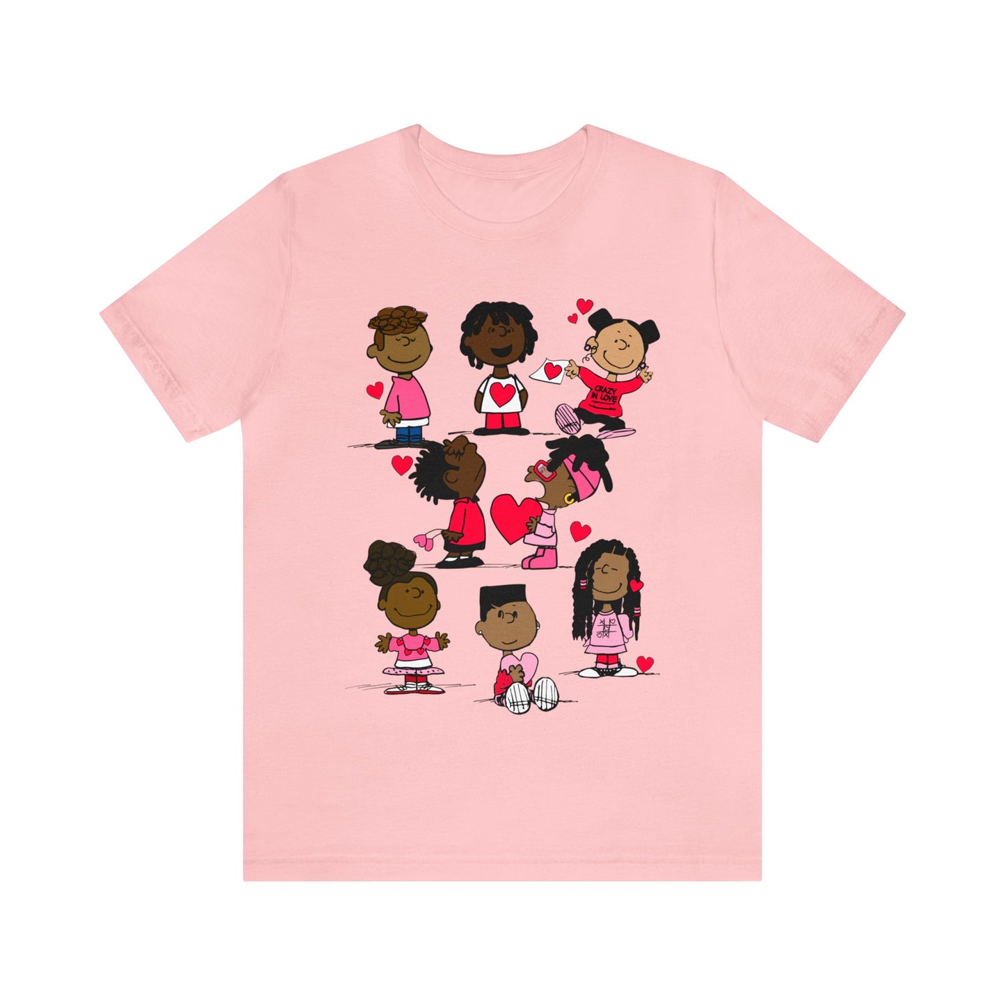 Black Charlie Brown Characters Valentine's Day Tee Shirt