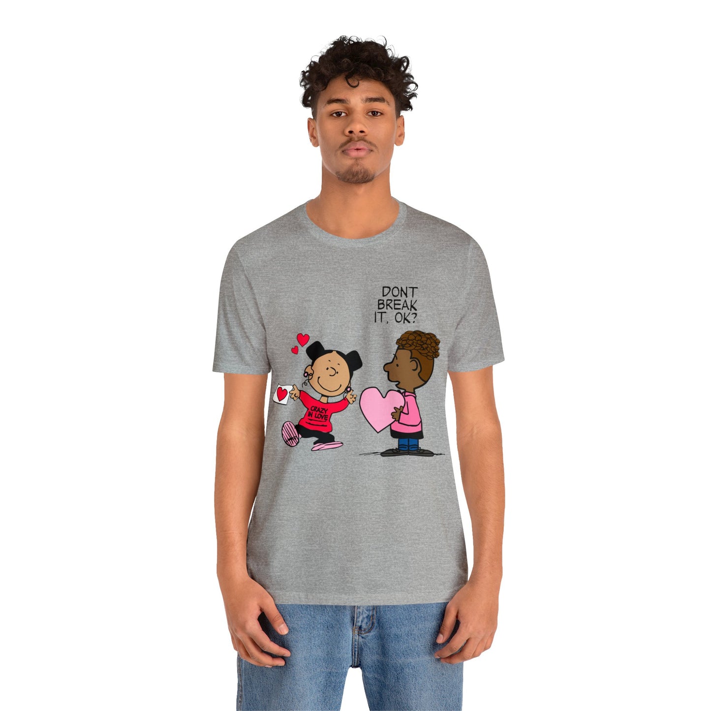 Black Charlie Brown Characters Valentine's Day Tee Shirt