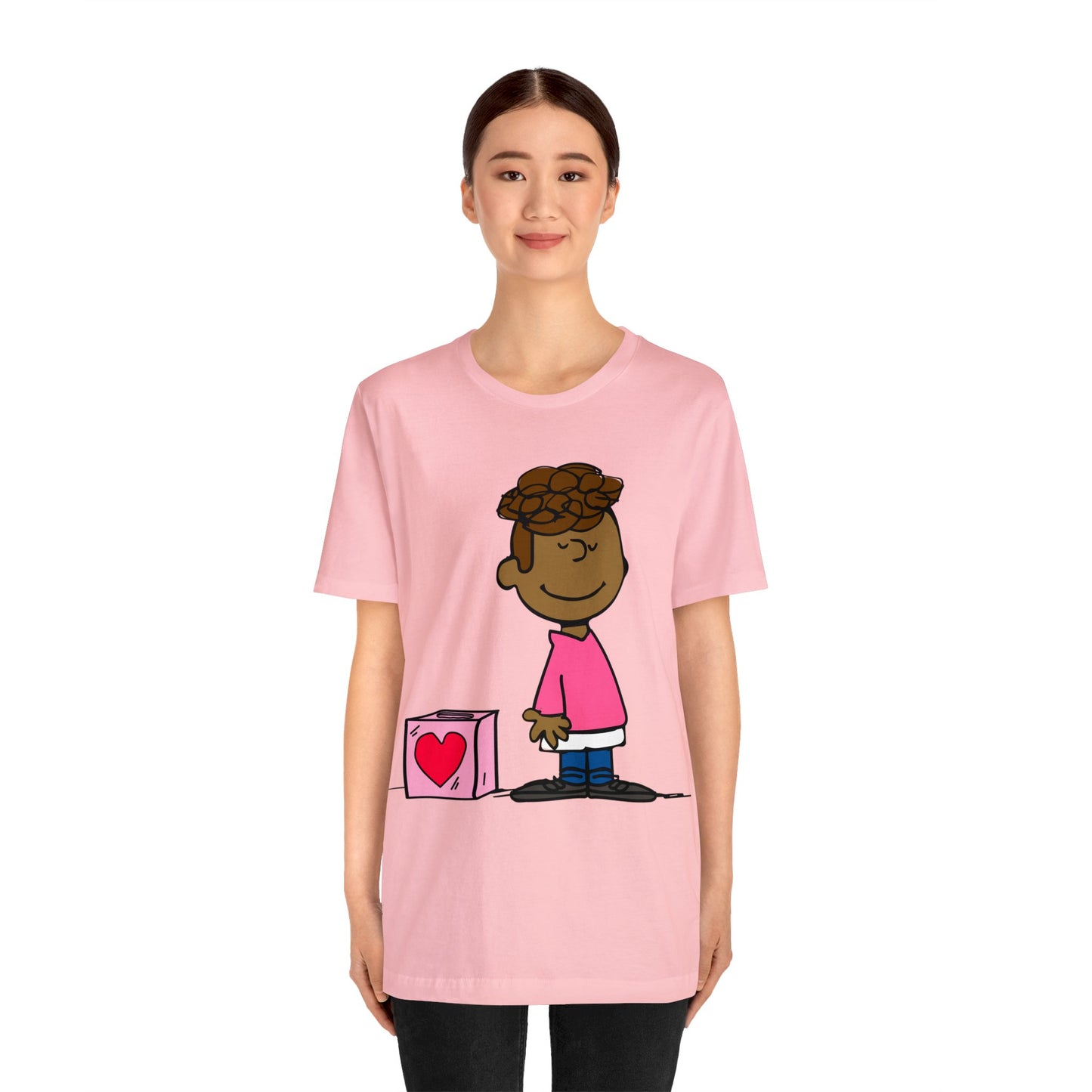 Black Charlie Brown Characters Valentine's Day Tee Shirt