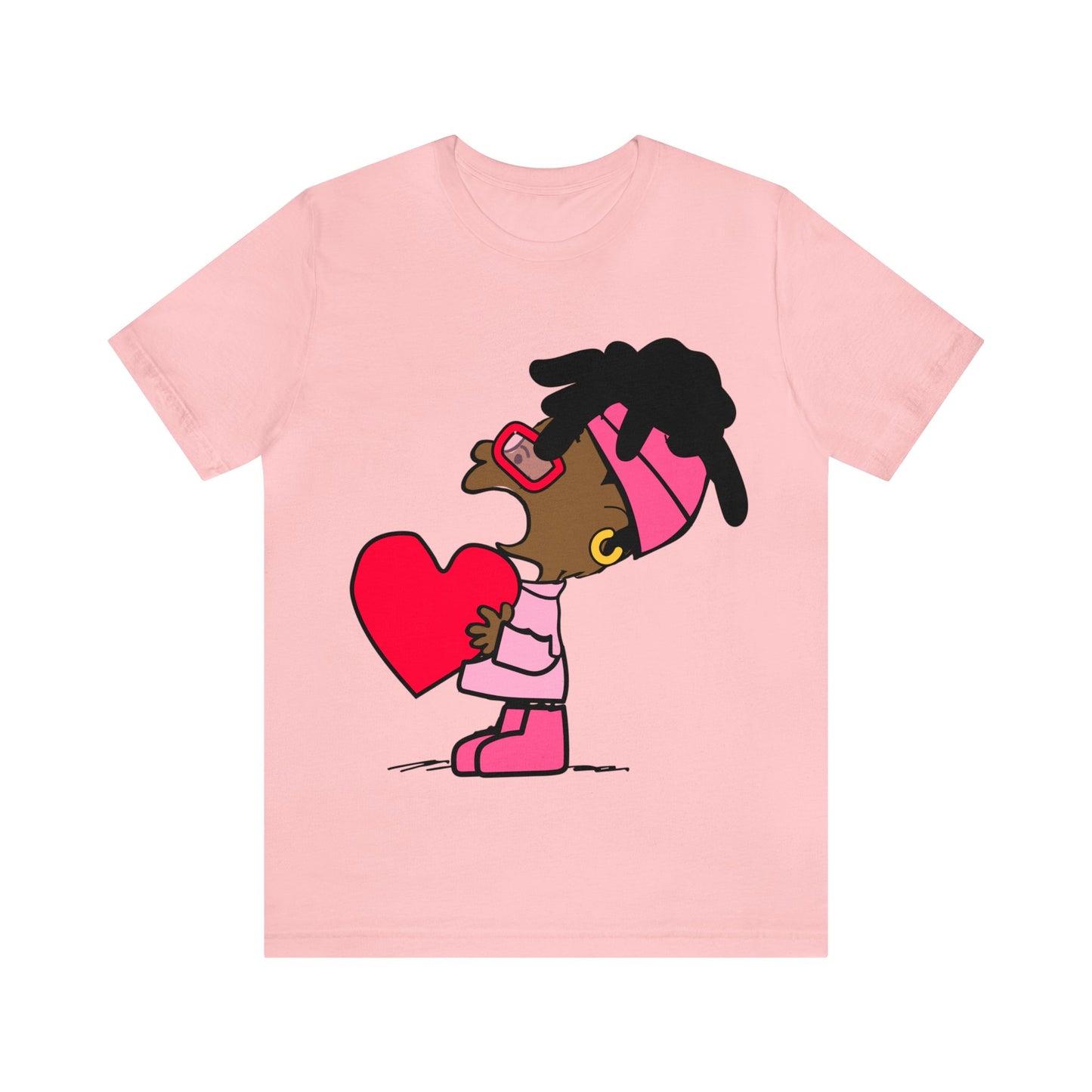 Black Charlie Brown Characters Valentine's Day Tee Shirt