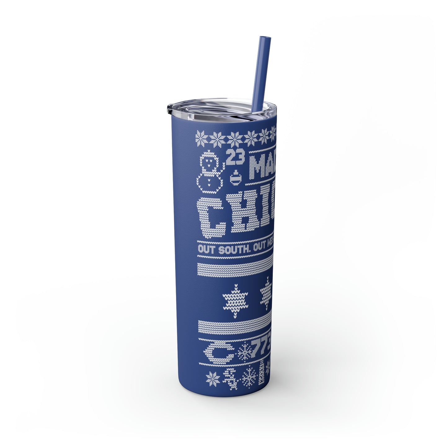 Chicago Christmas Sweater Tumbler, Chicago Tumbler, Chicago Flag Skinny Tumbler, Chicago Skyline, 20oz Skinny Tumbler, Chicago Gifts,