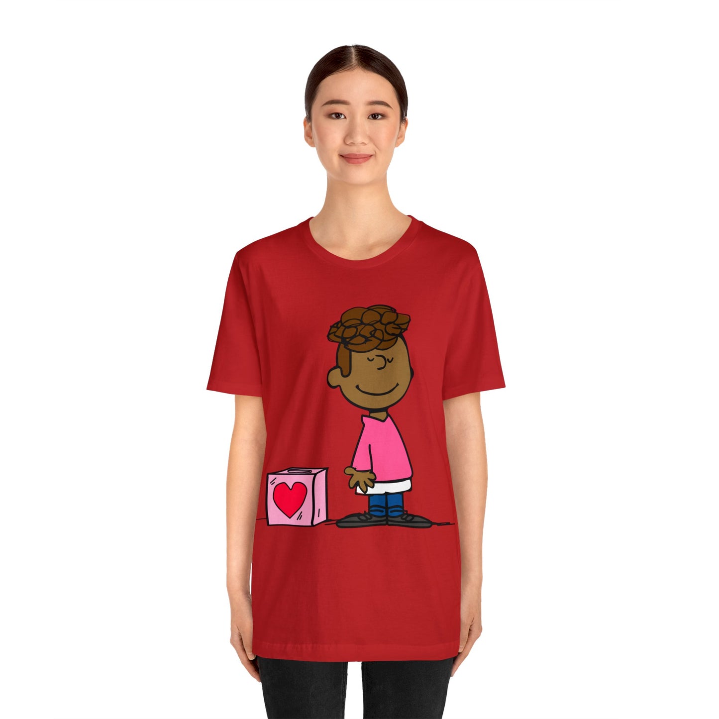 Black Charlie Brown Characters Valentine's Day Tee Shirt