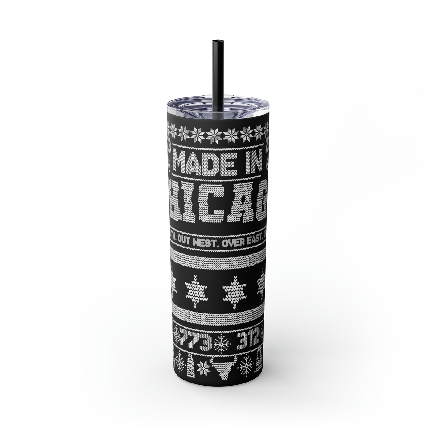 Chicago Christmas Sweater Tumbler, Chicago Tumbler, Chicago Flag Skinny Tumbler, Chicago Skyline, 20oz Skinny Tumbler, Chicago Gifts,