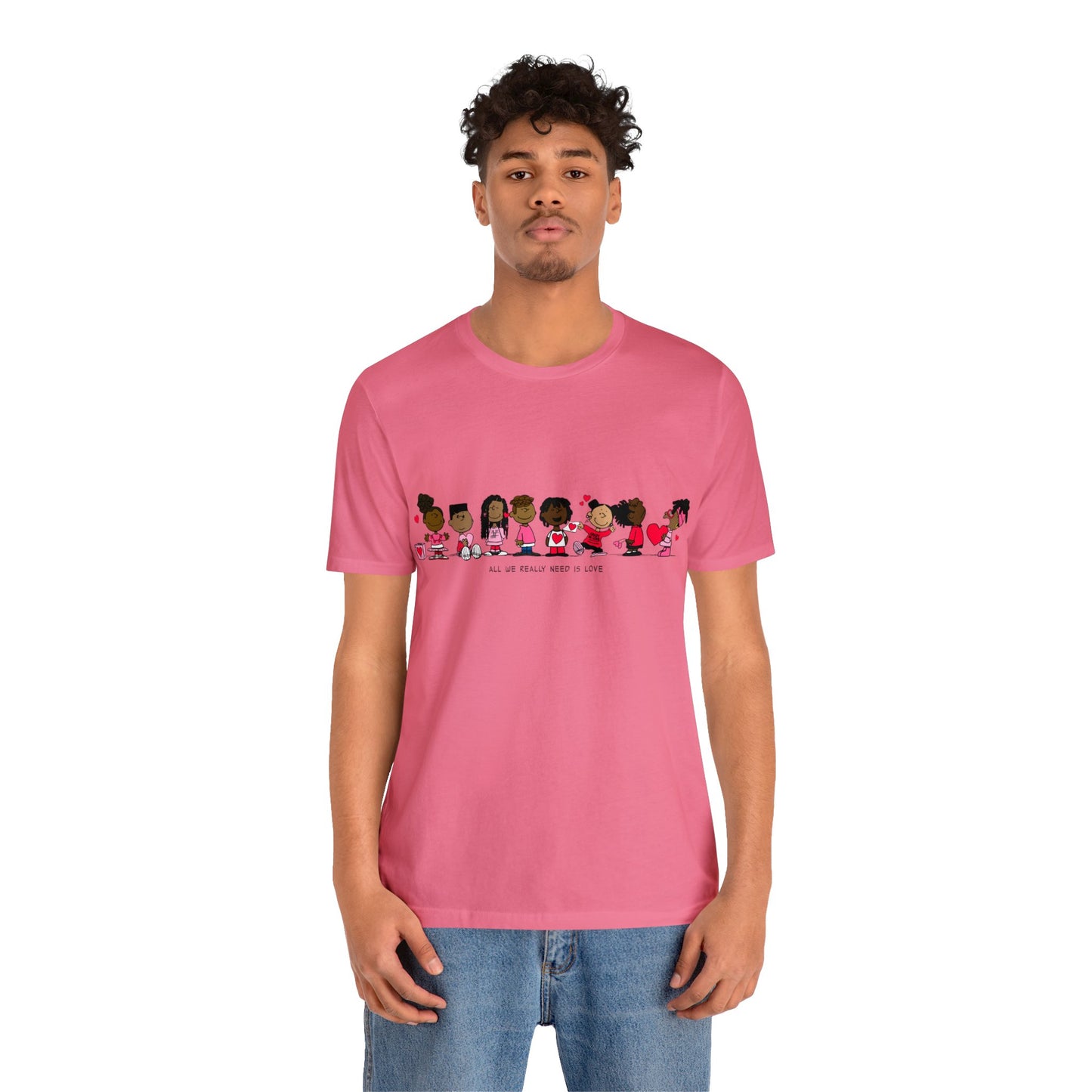 Black Charlie Brown Characters Valentine's Day Tee Shirt