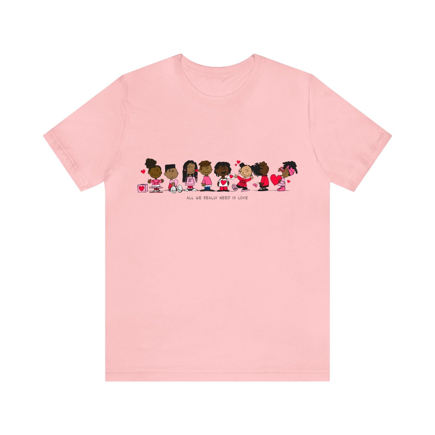 Black Charlie Brown Characters Valentine's Day Tee Shirt