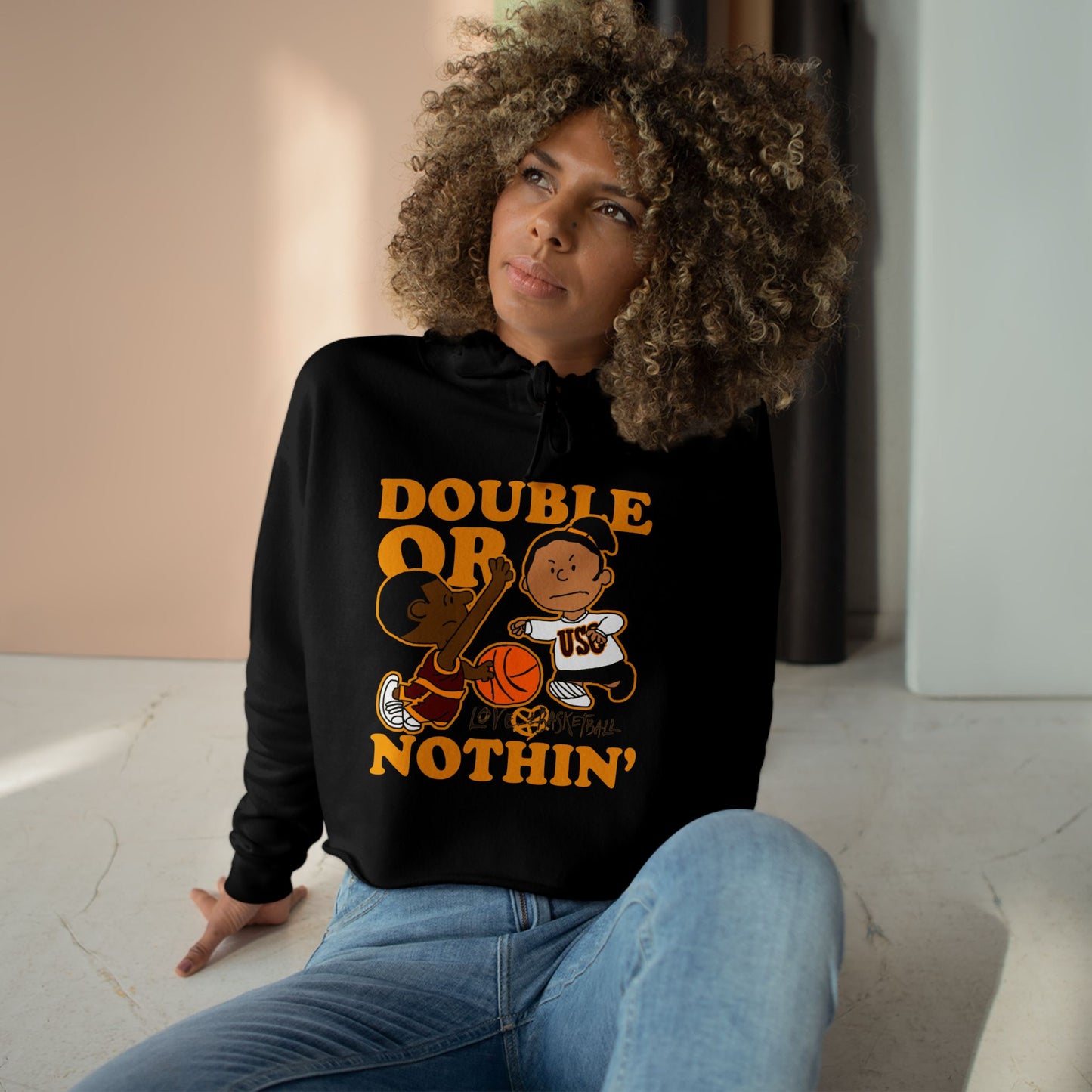Keisha & The Gang | Black Charlie Brown |Love & Basketball Movie Cropped Hoodie