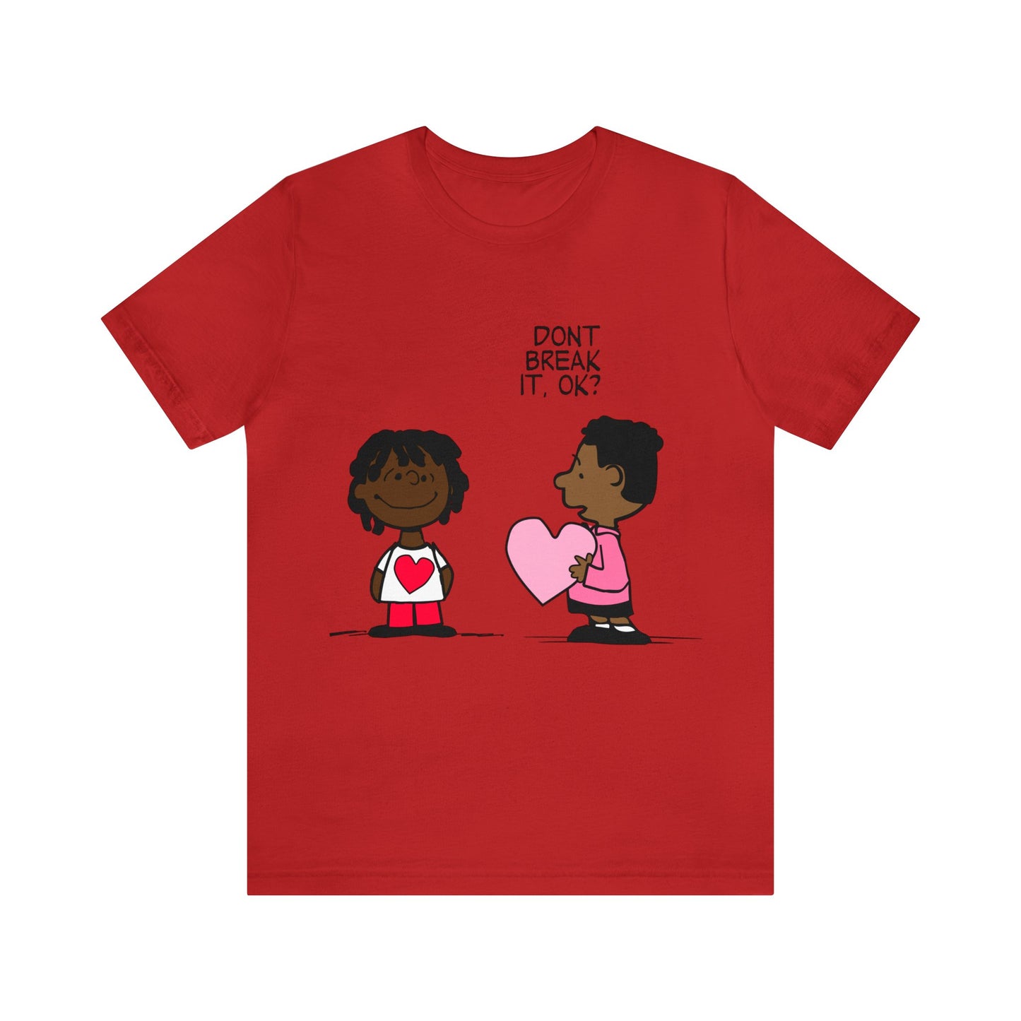 Black Charlie Brown Characters Valentine's Day Tee Shirt