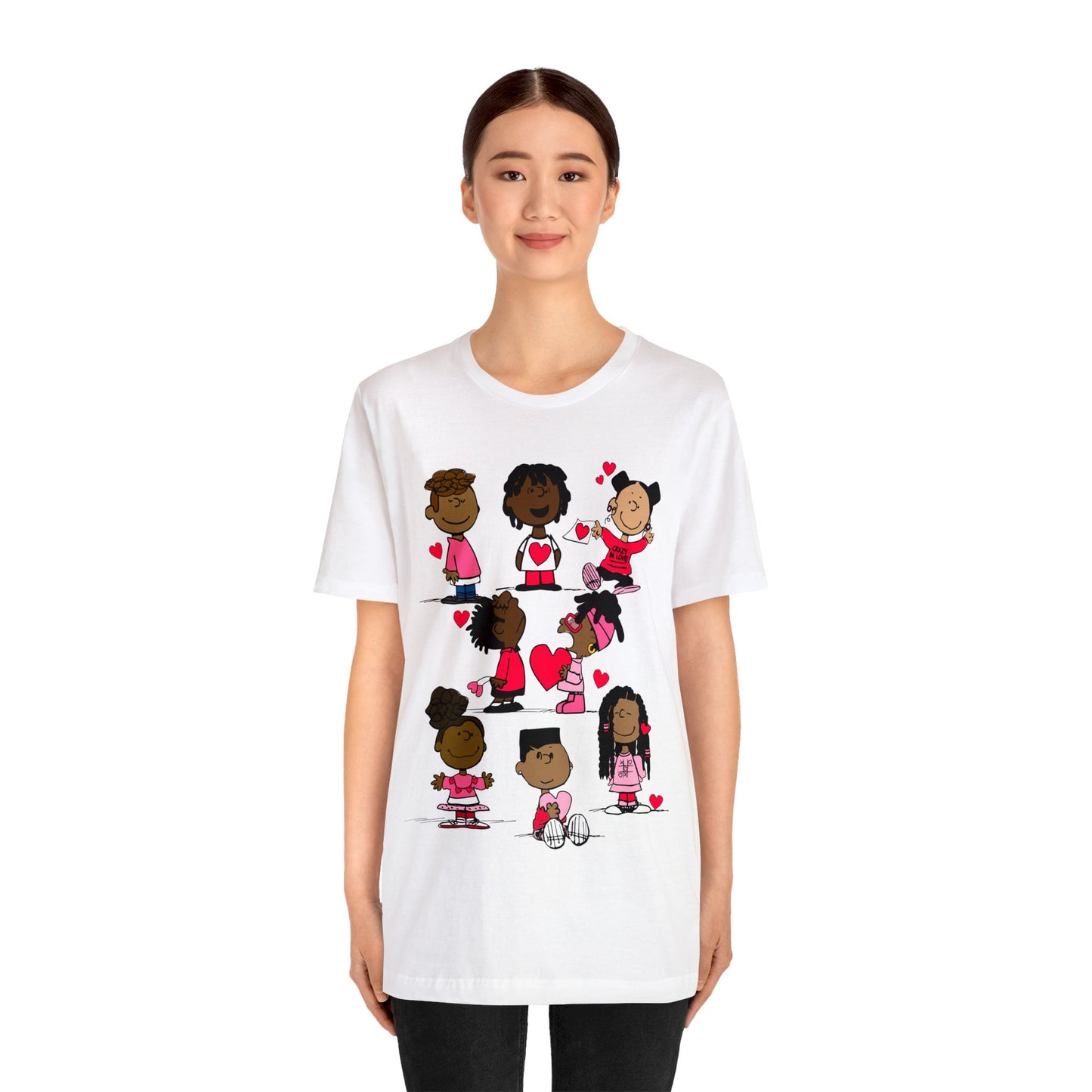 Black Charlie Brown Characters Valentine's Day Tee Shirt