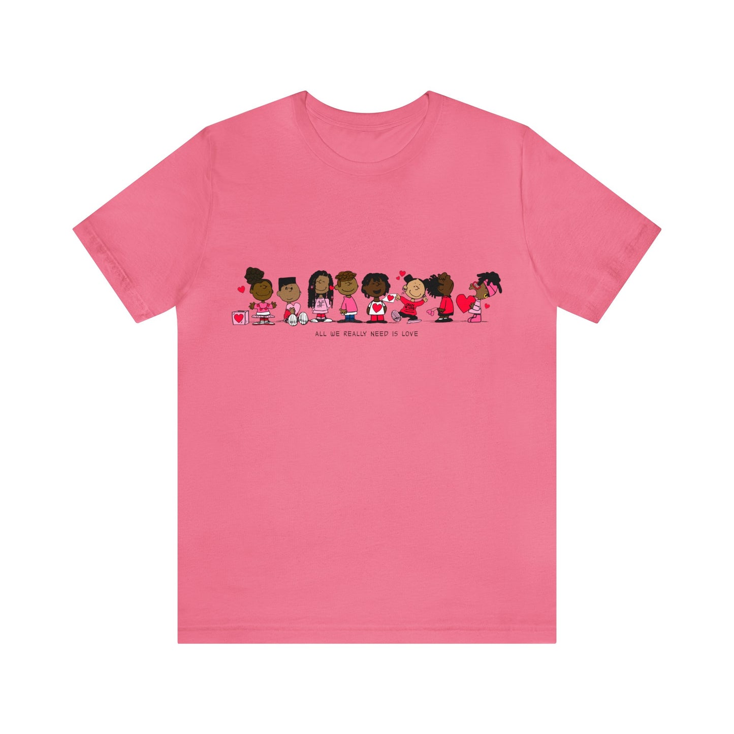 Black Charlie Brown Characters Valentine's Day Tee Shirt