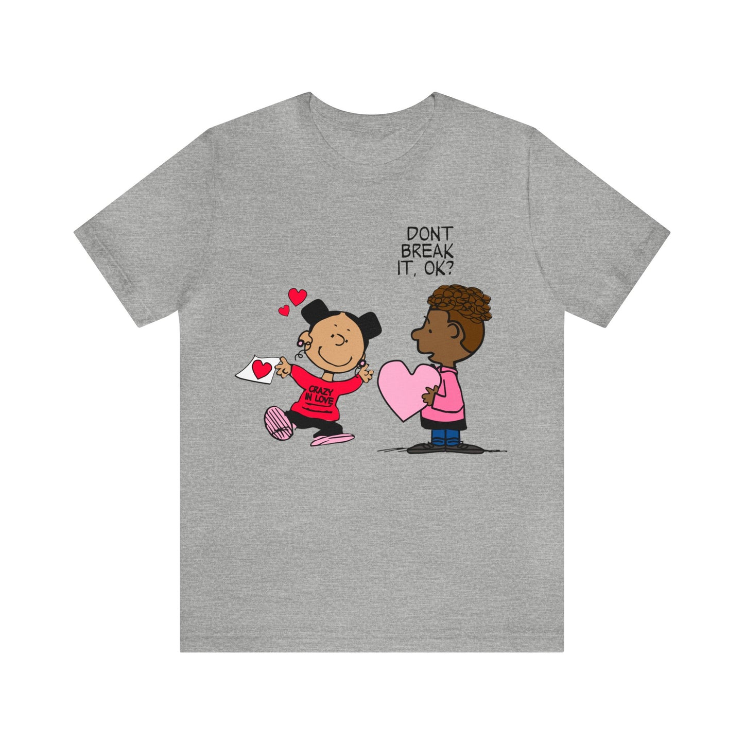 Black Charlie Brown Characters Valentine's Day Tee Shirt