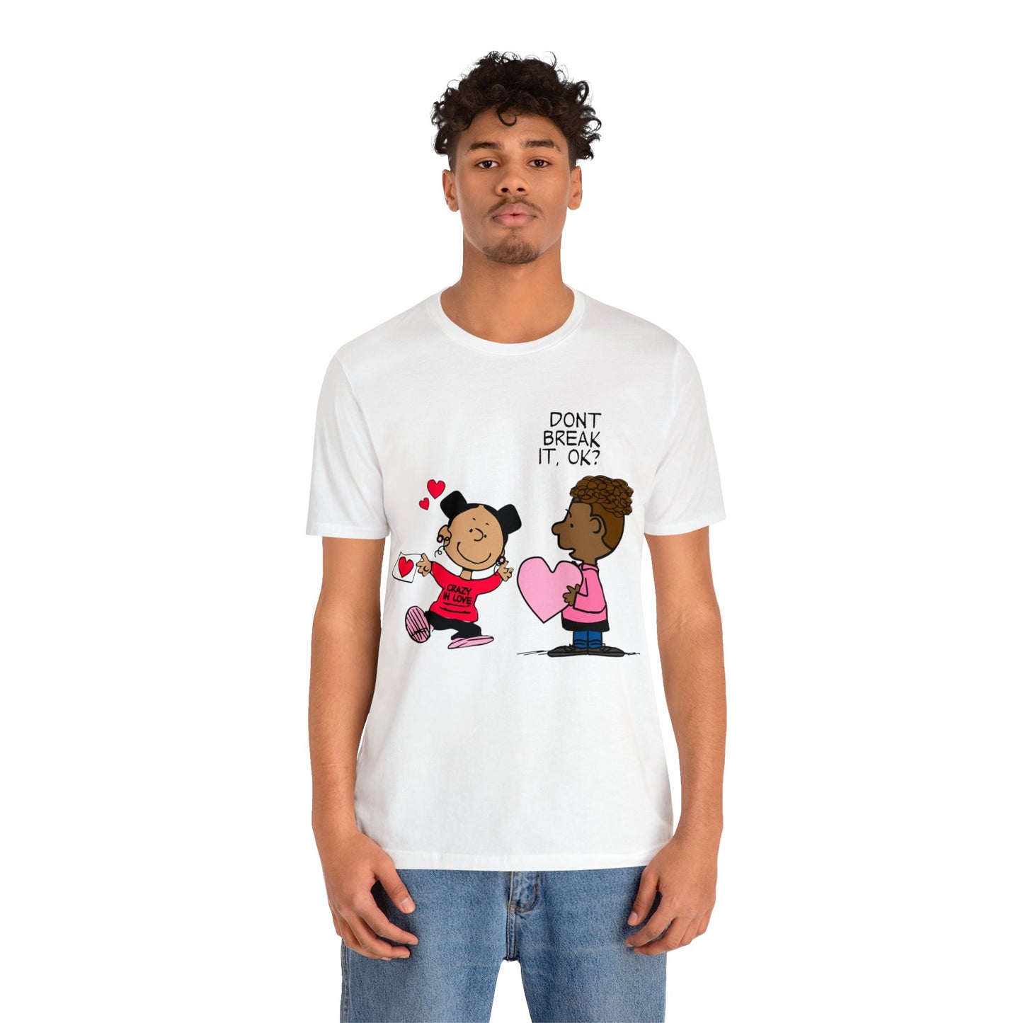 Black Charlie Brown Characters Valentine's Day Tee Shirt