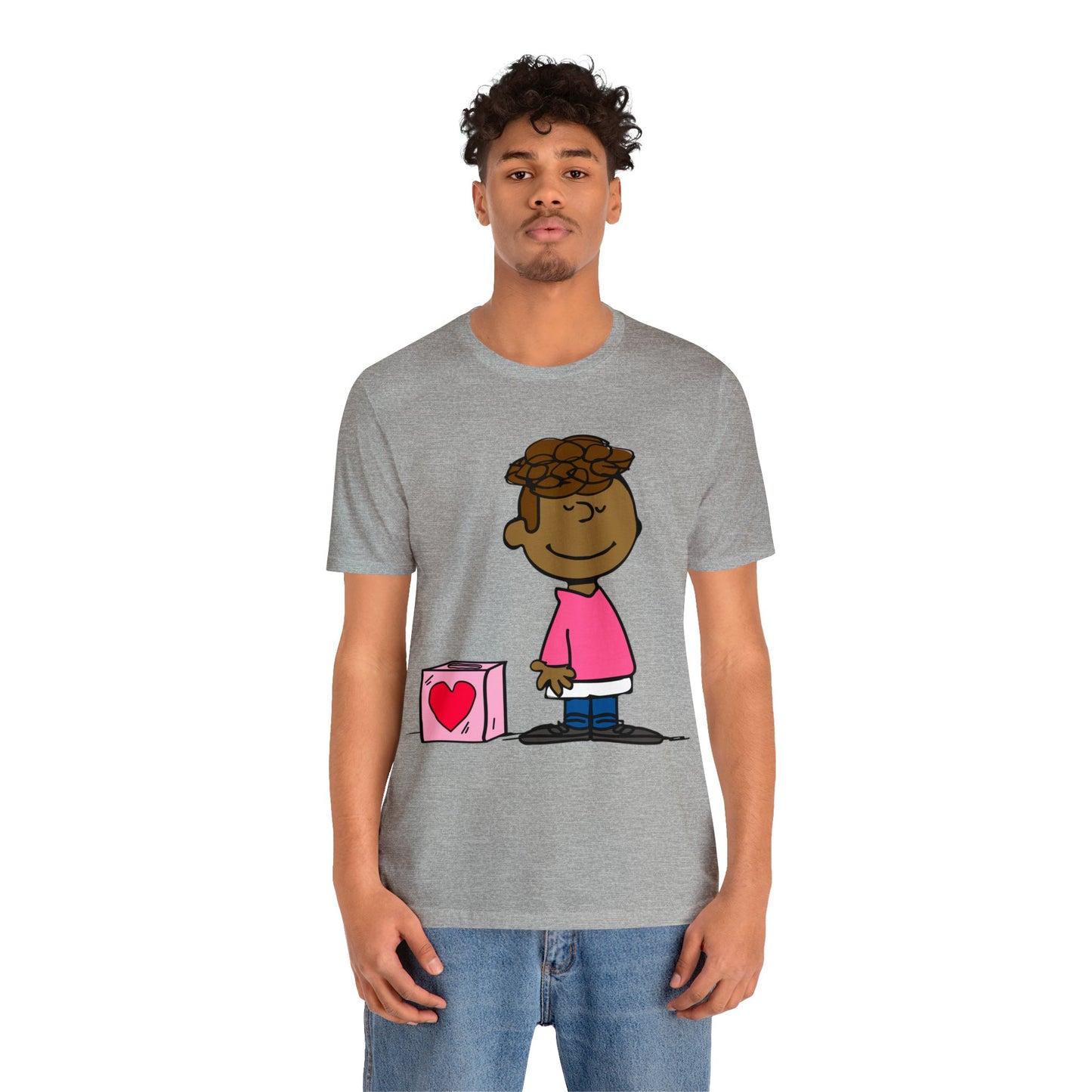 Black Charlie Brown Characters Valentine's Day Tee Shirt