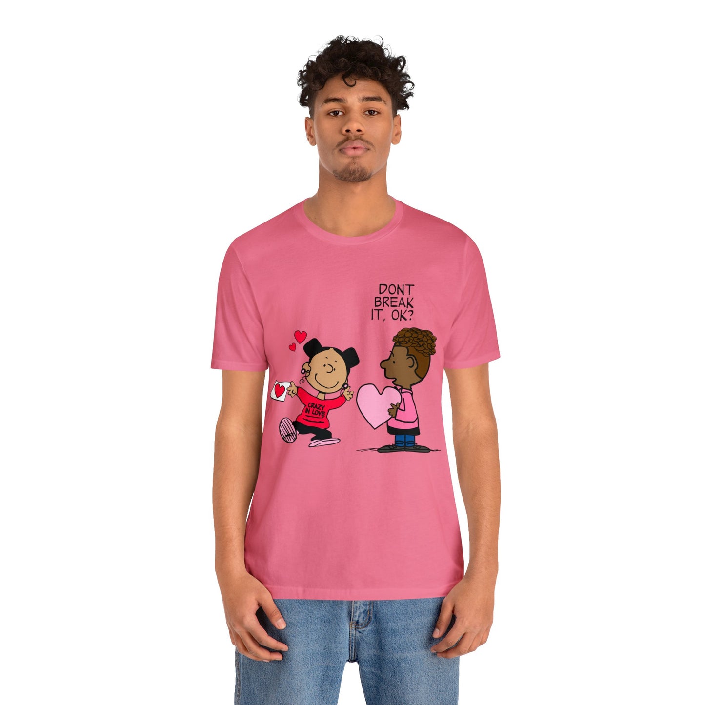 Black Charlie Brown Characters Valentine's Day Tee Shirt