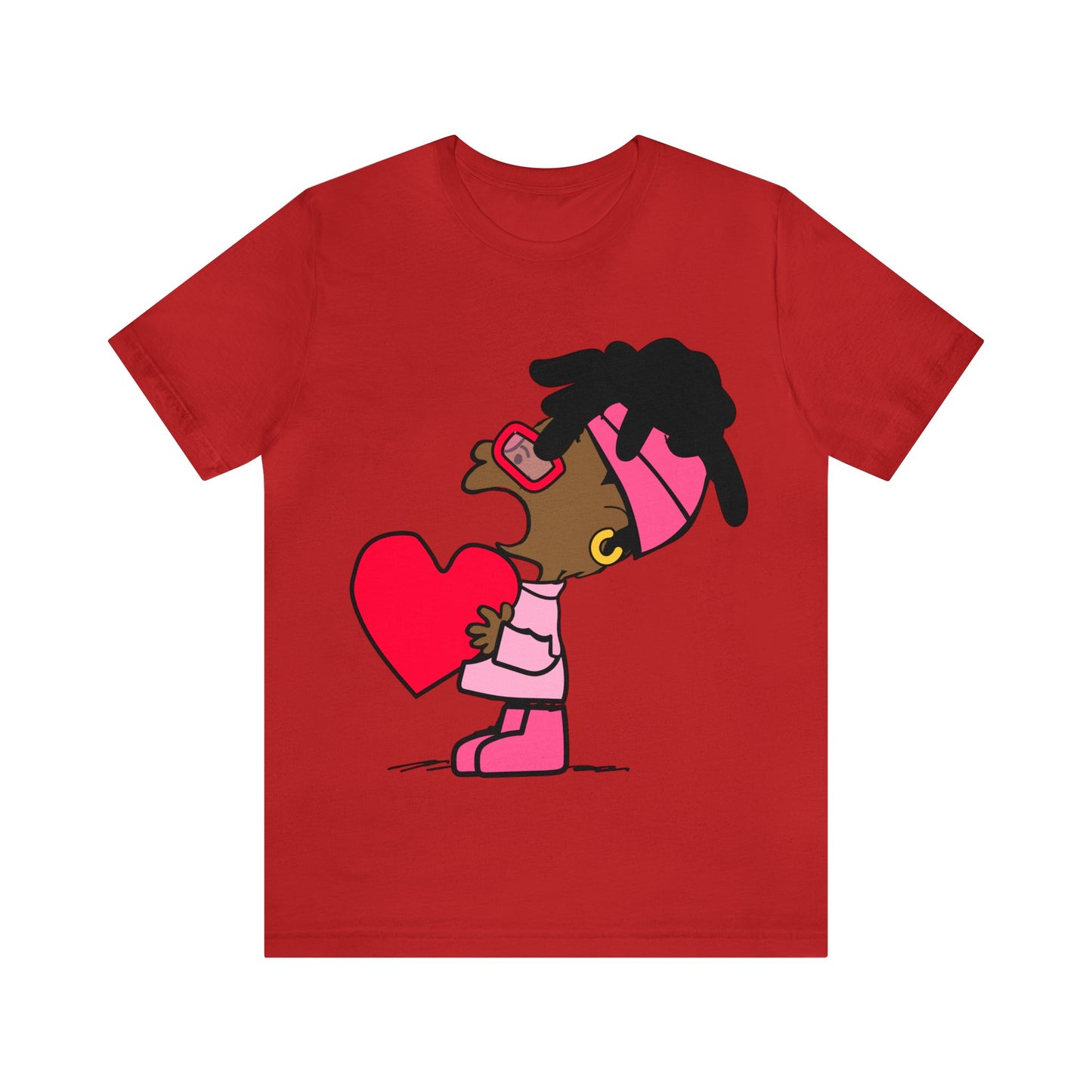 Black Charlie Brown Characters Valentine's Day Tee Shirt