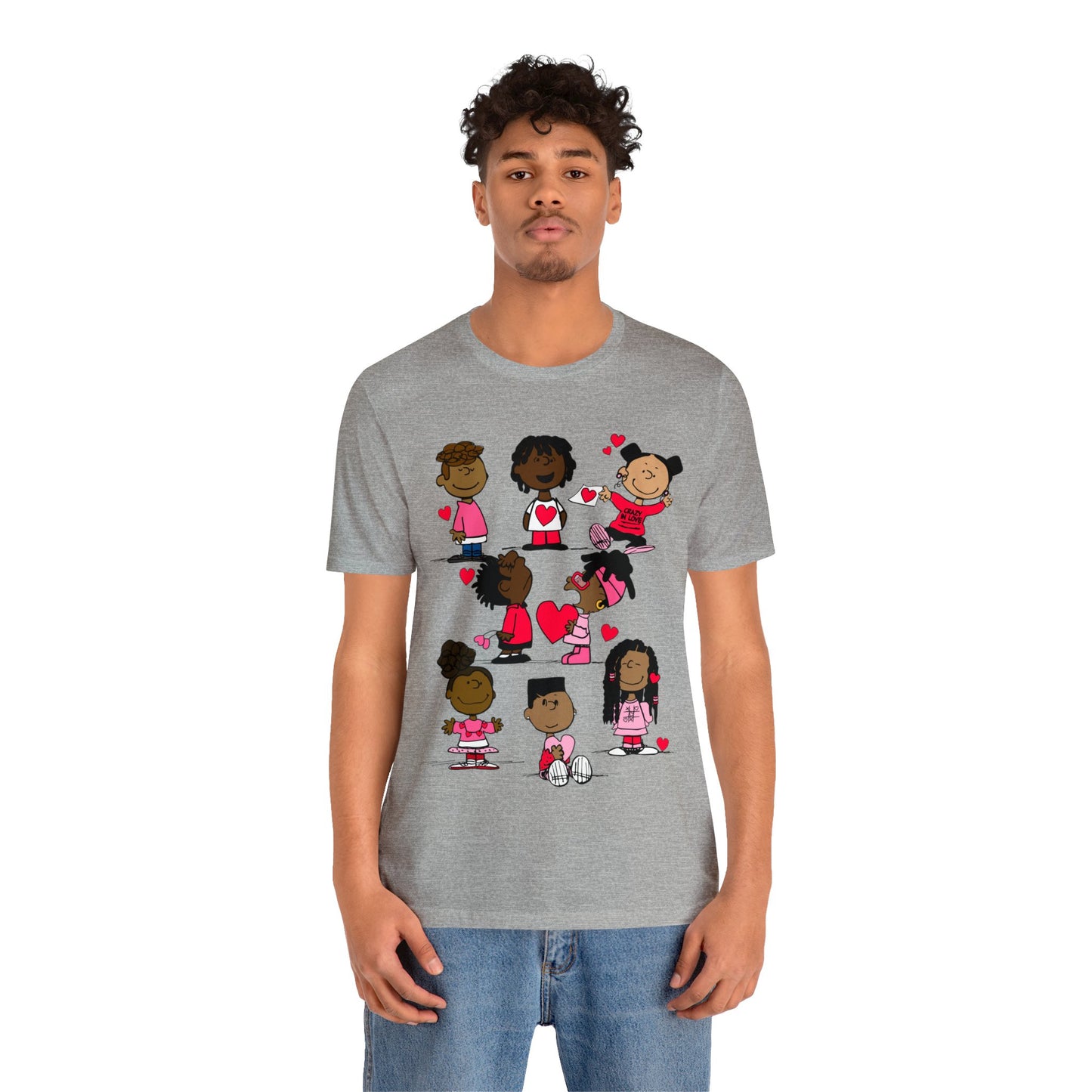 Black Charlie Brown Characters Valentine's Day Tee Shirt