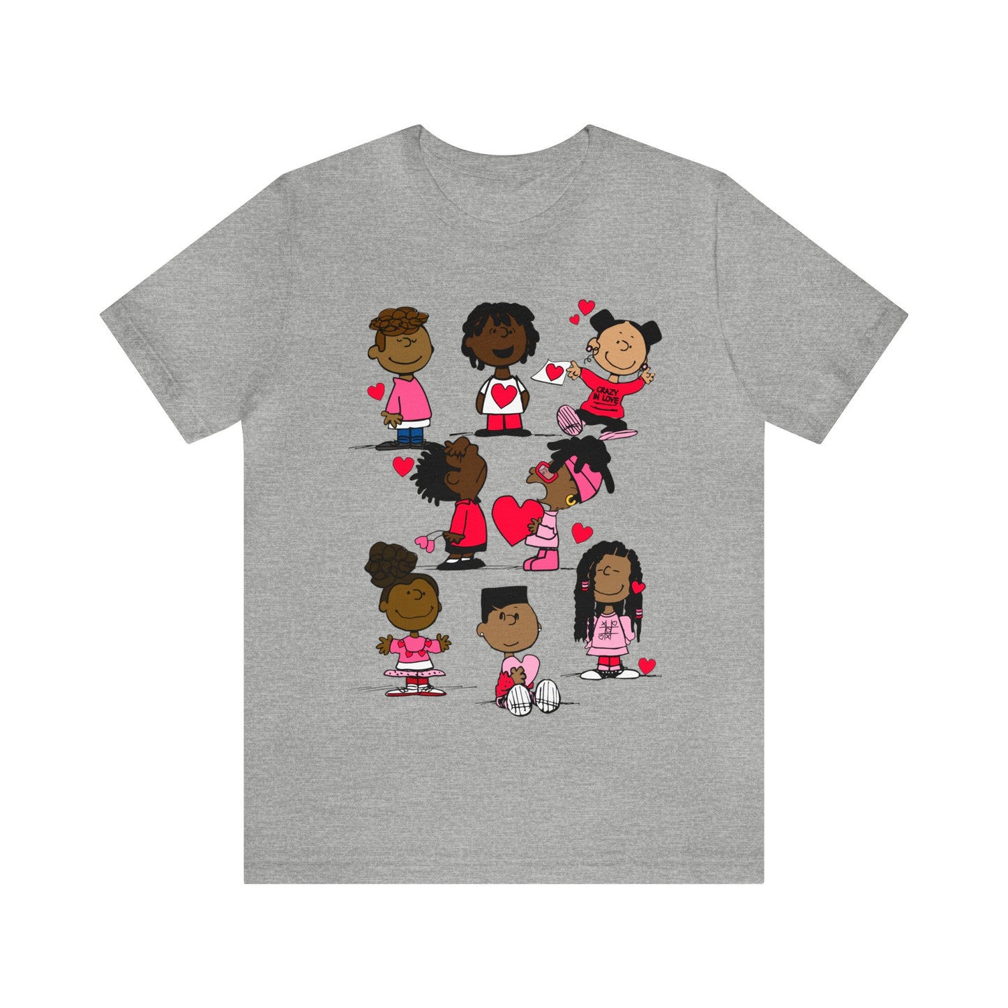 Black Charlie Brown Characters Valentine's Day Tee Shirt