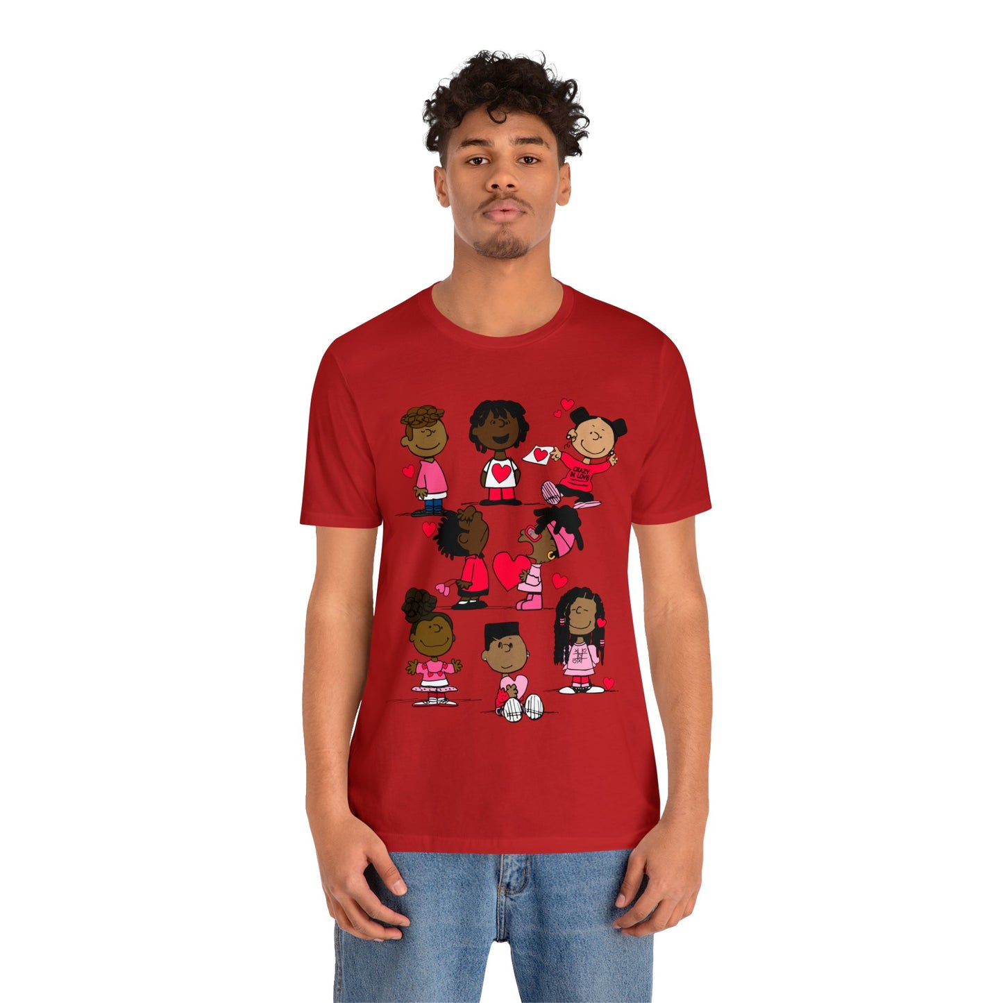 Black Charlie Brown Characters Valentine's Day Tee Shirt