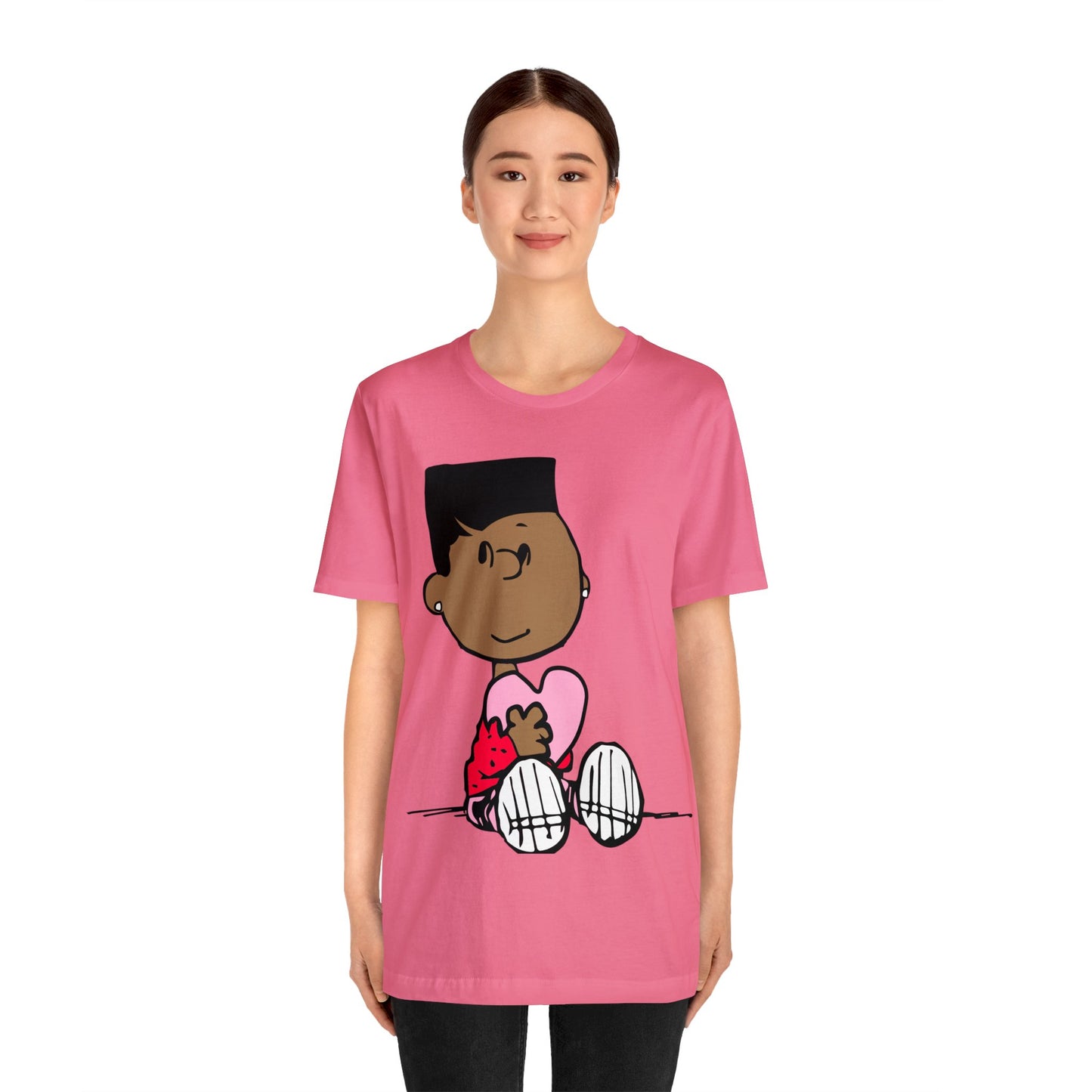 Black Charlie Brown Characters Valentine's Day Tee Shirt